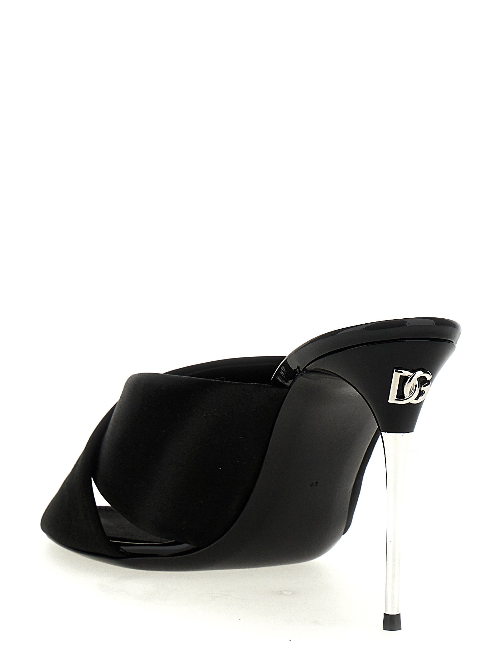 Dolce & Gabbana Black Viscose Stiletto Heel Women's Sandals