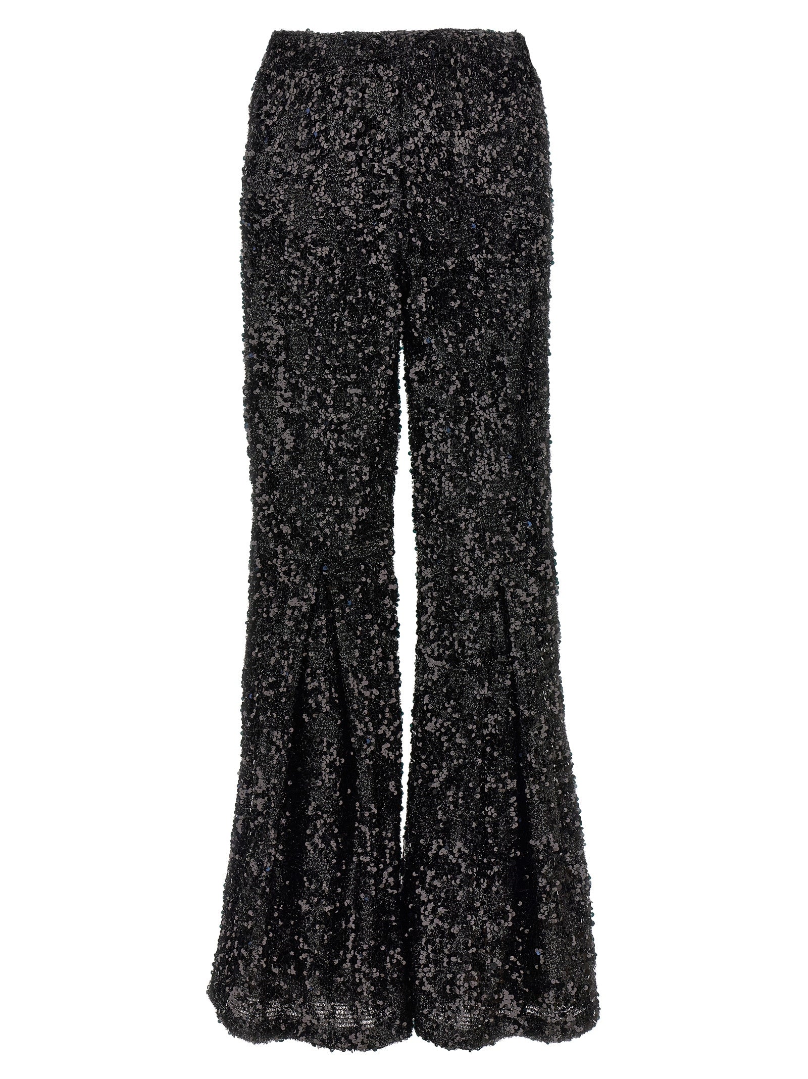 LE TWINS Black Polyester Flared Women's Pants