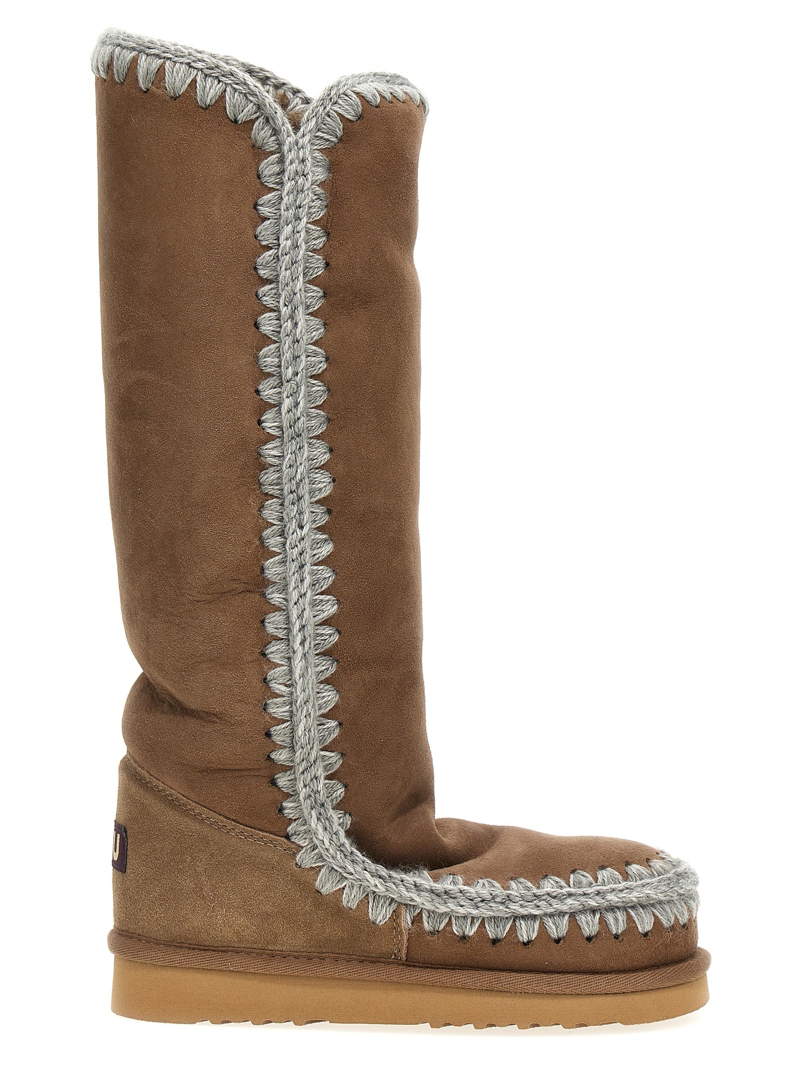 Mou Brown Lamb Leather Over The Women's Knee