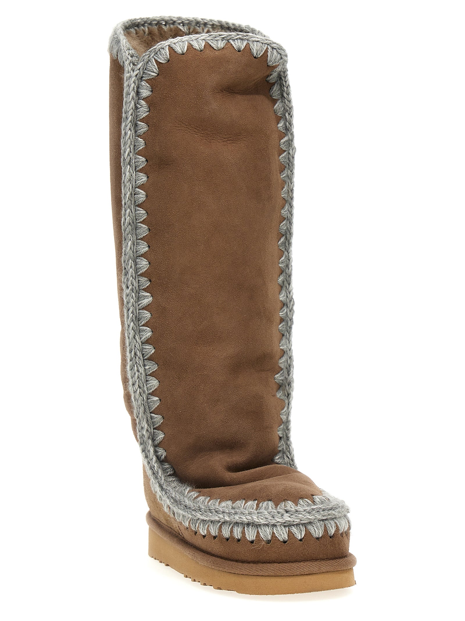 Mou Brown Lamb Leather Over The Women's Knee