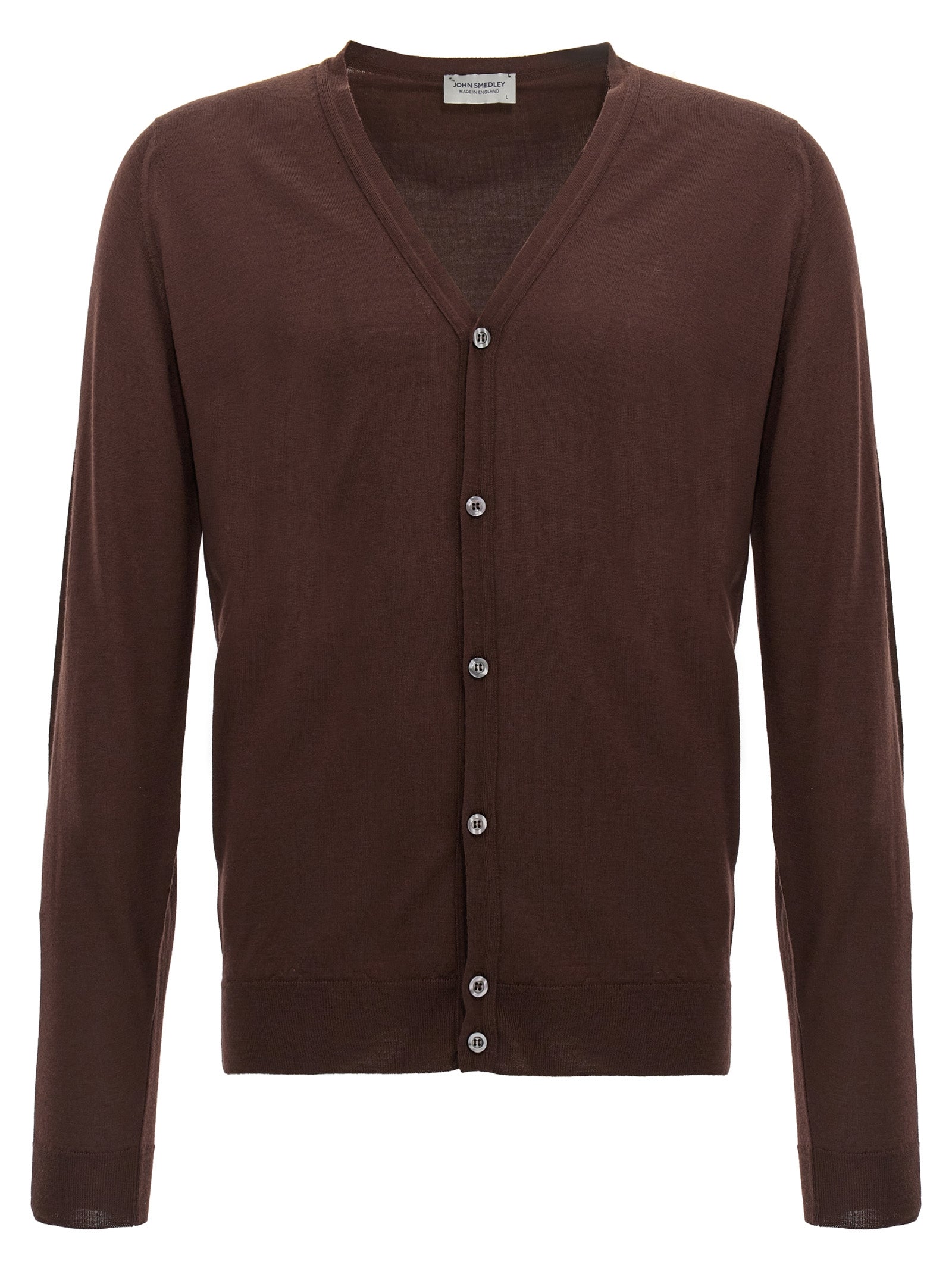 JOHN SMEDLEY Brown Wool Men's Cardigan
