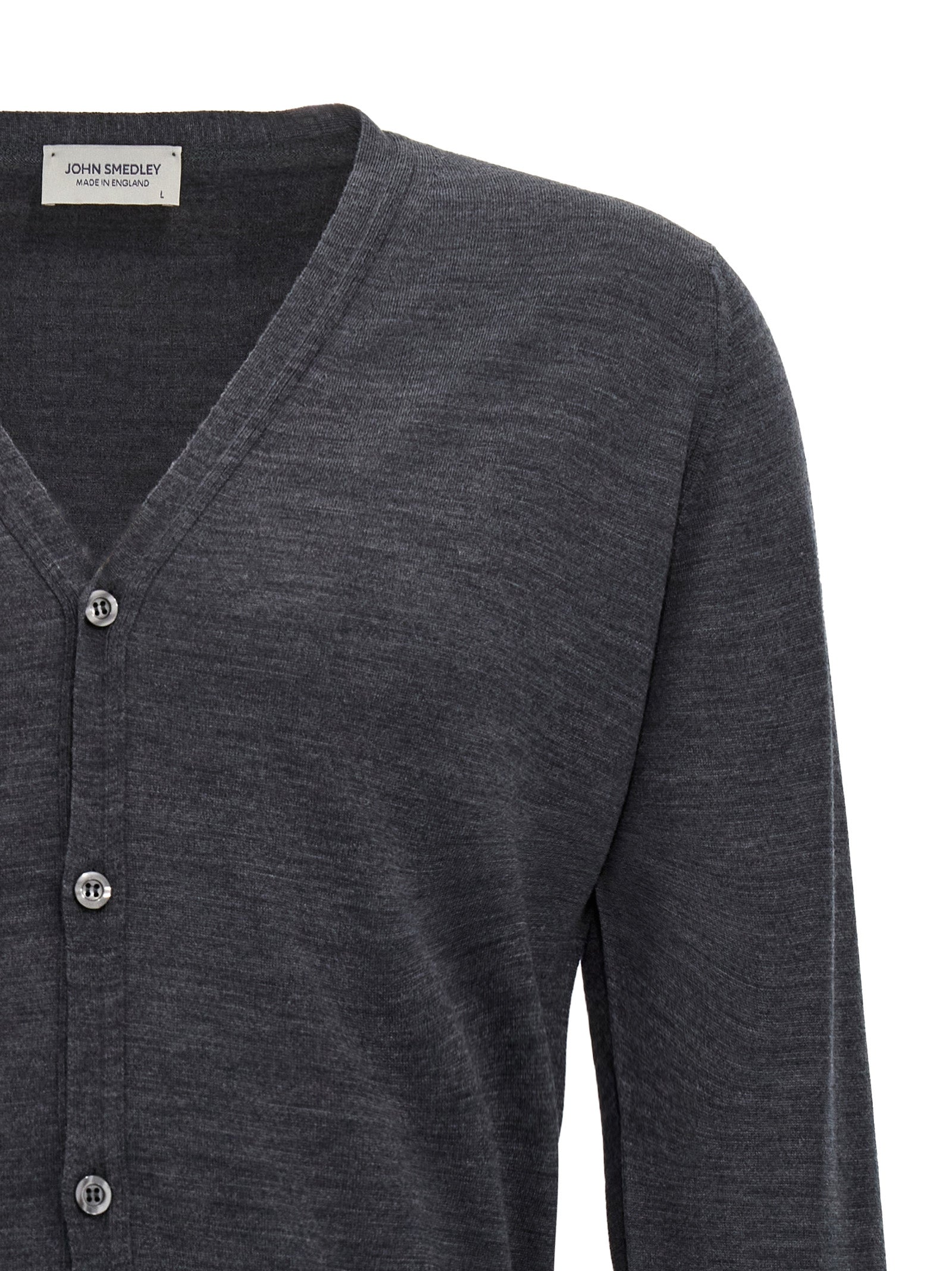 JOHN SMEDLEY Gray Wool Men's Cardigan