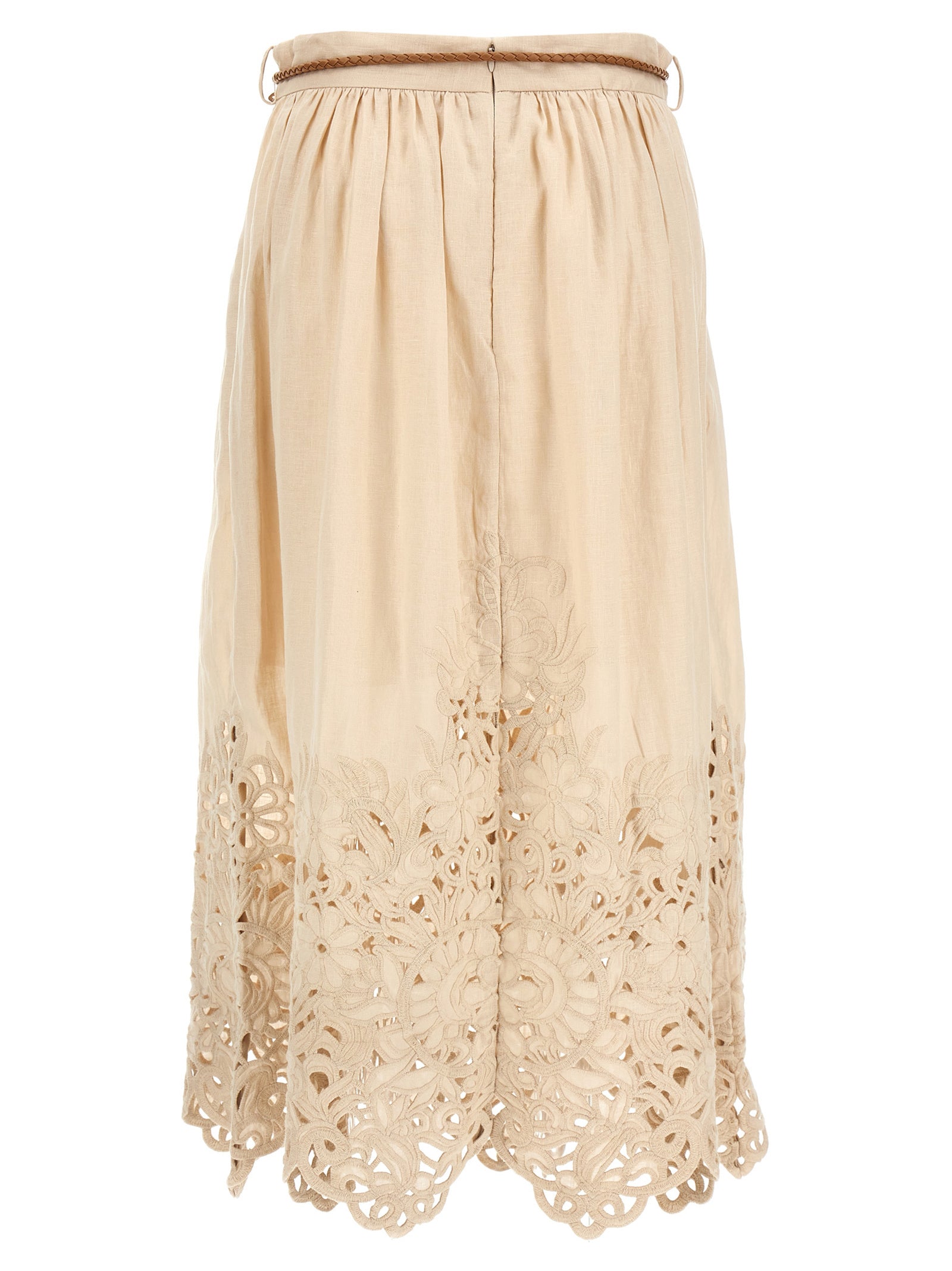 Zimmermann Beige Linen Midi Women's Skirt