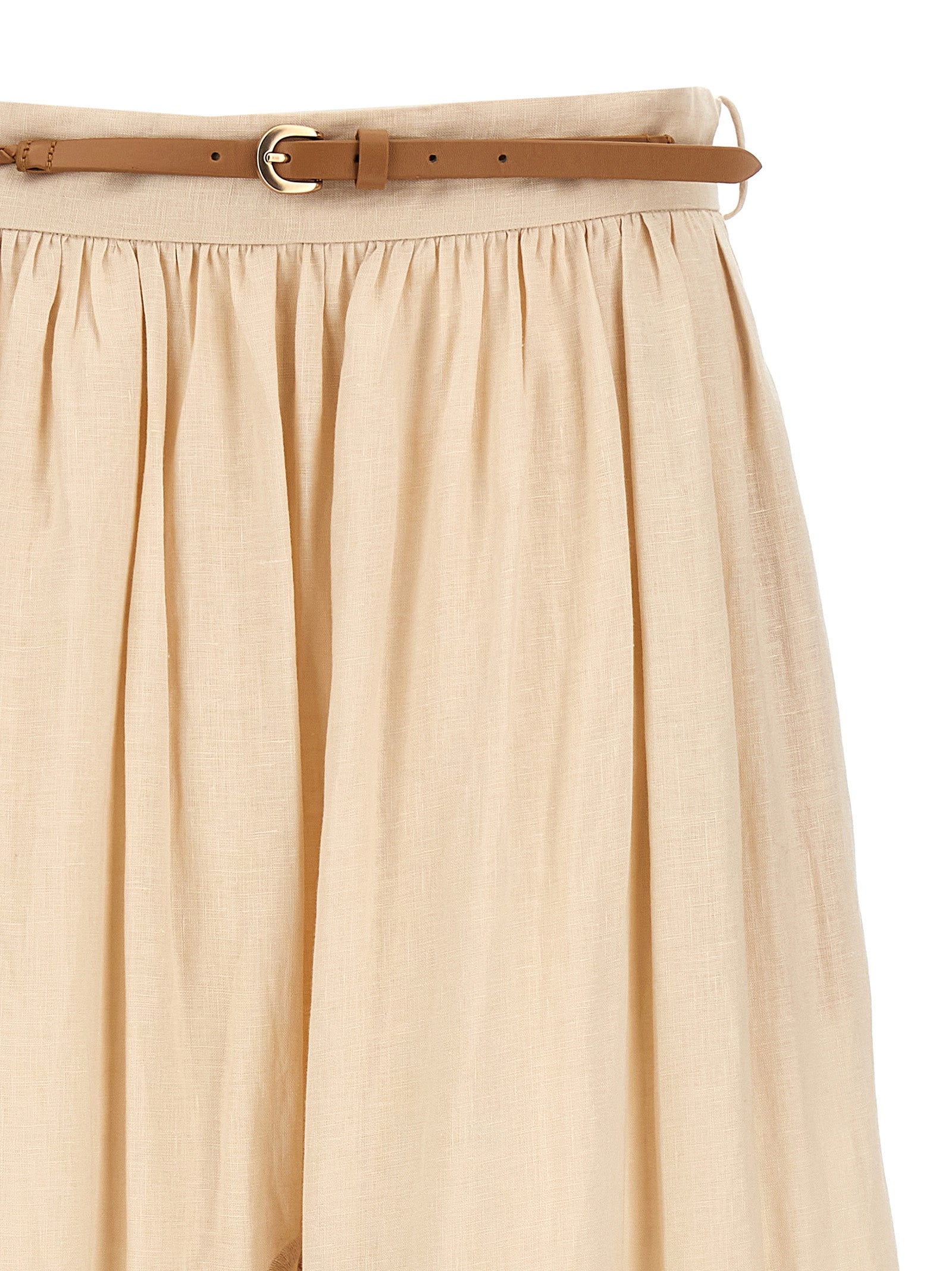 Zimmermann Beige Linen Midi Women's Skirt