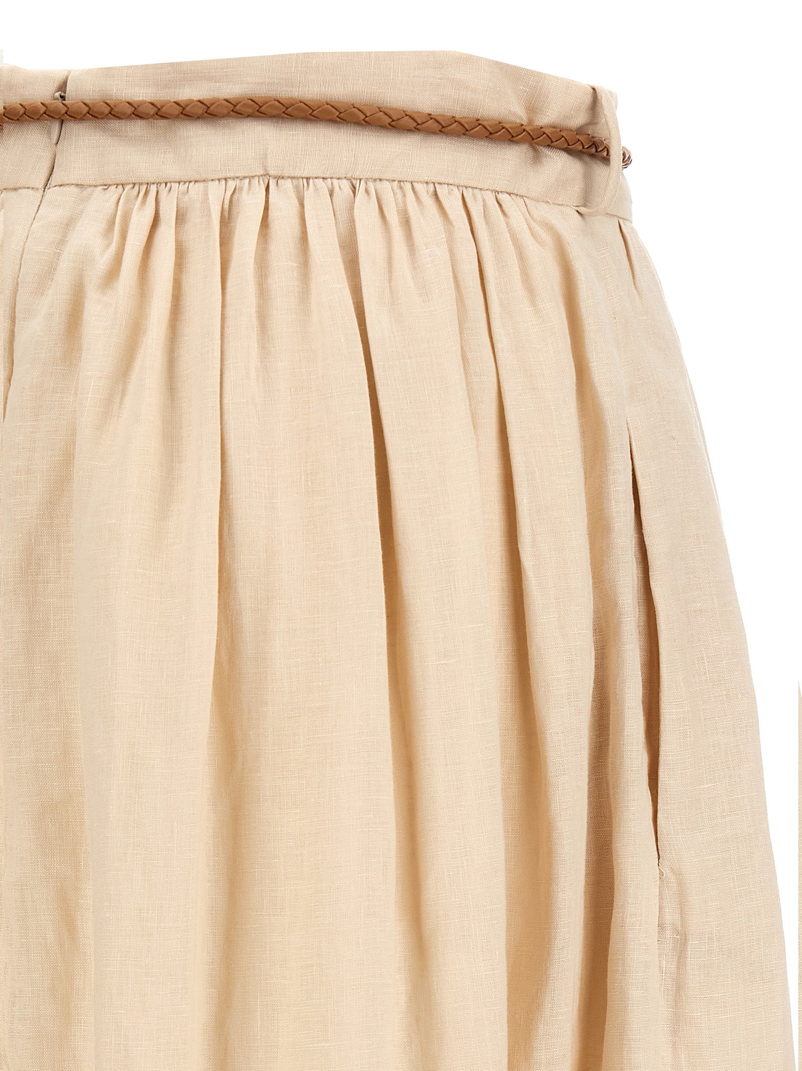 Zimmermann Beige Linen Midi Women's Skirt