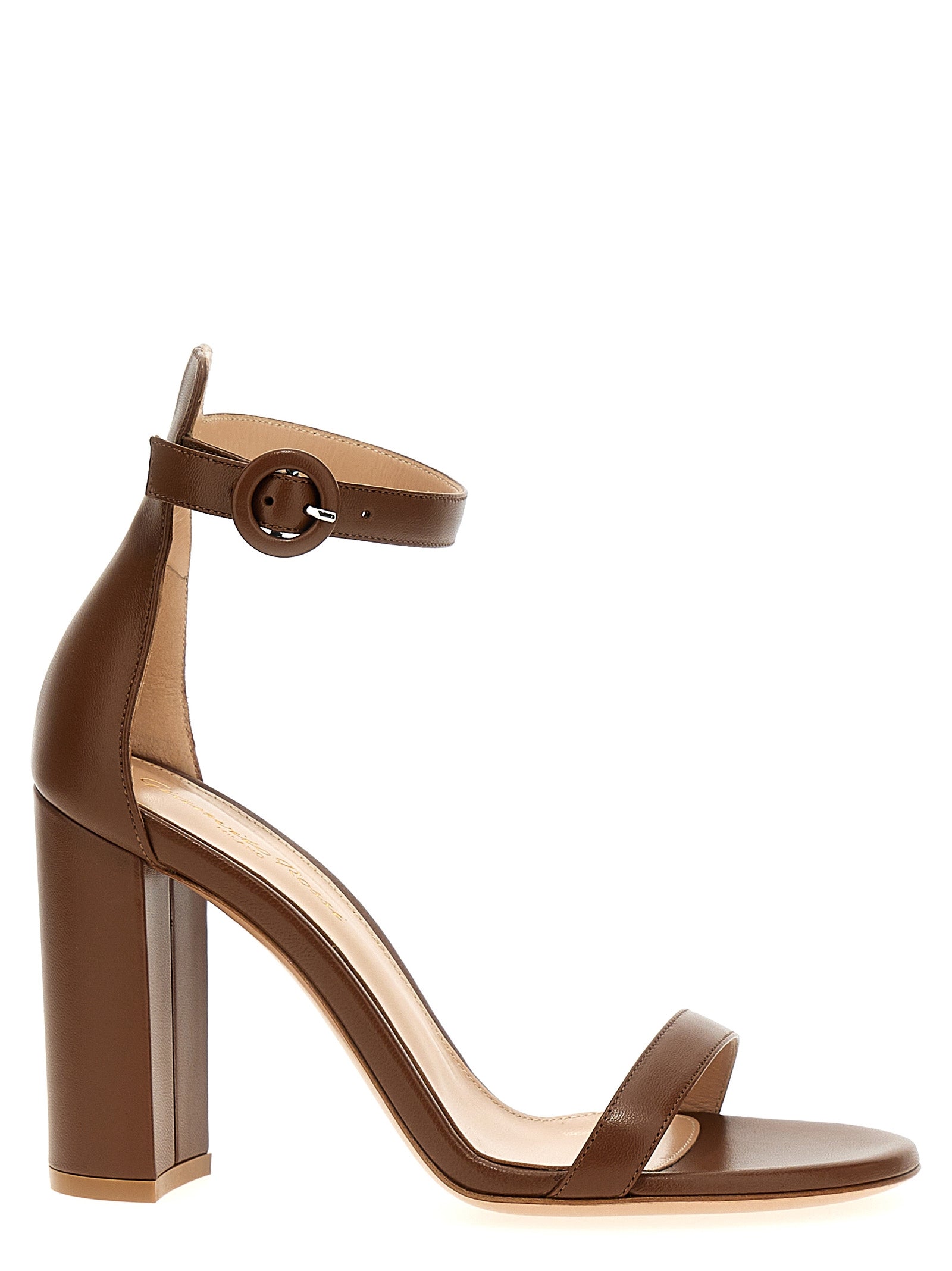 Gianvito Rossi Brown Goatskin Stiletto Heel Women's Sandals