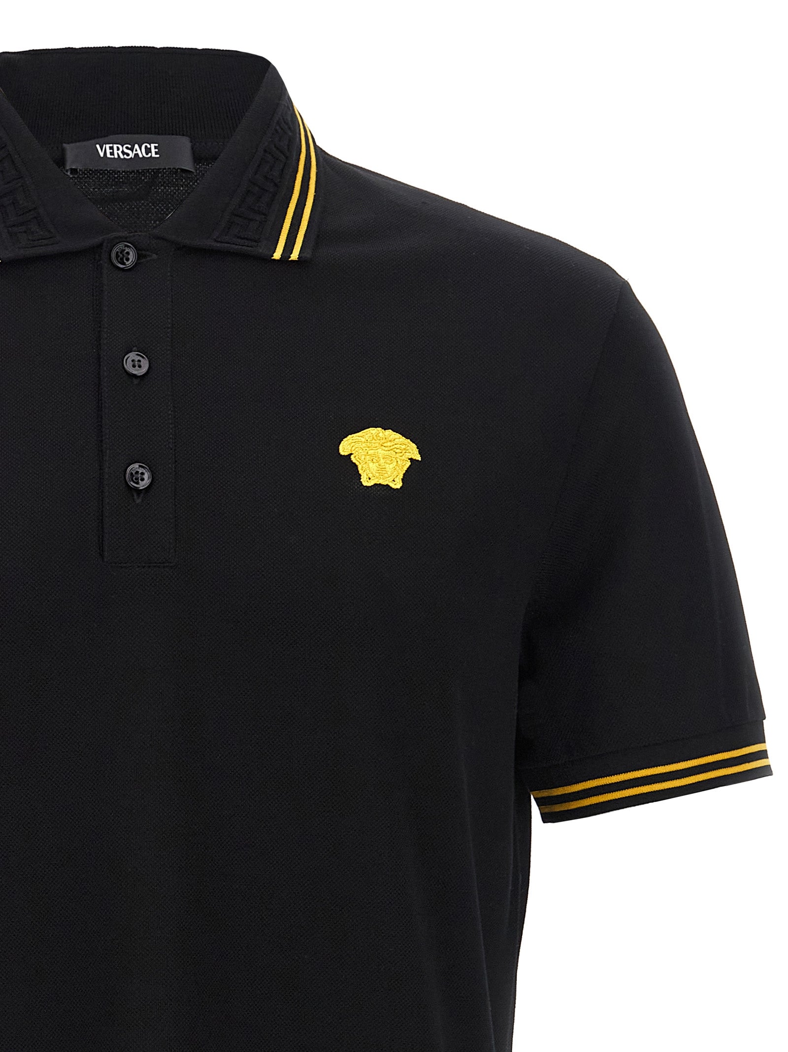 Versace Black Cotton Polo Men's Shirt