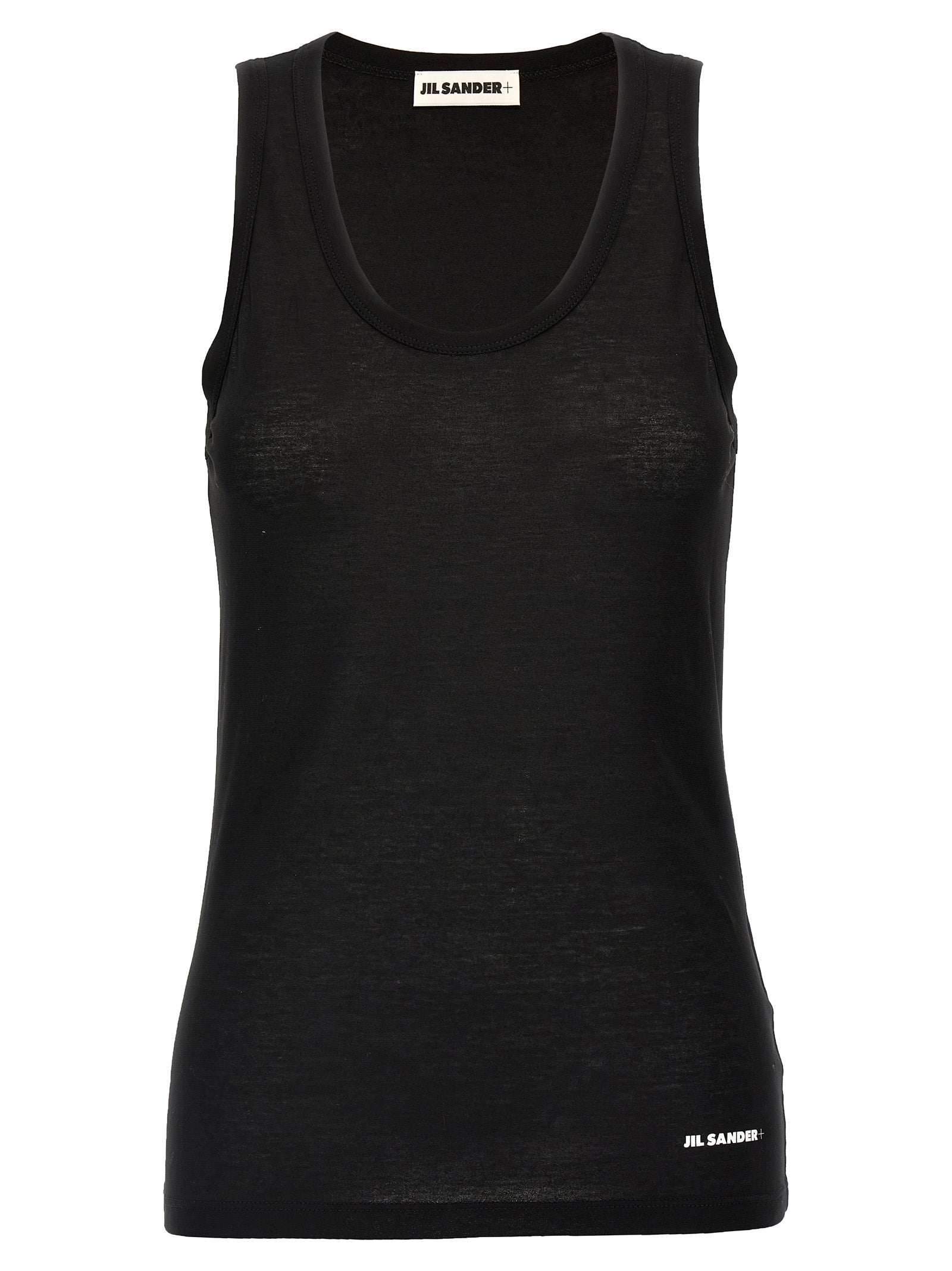 Jil Sander Black Cotton Sleeveles Women's T-Shirt