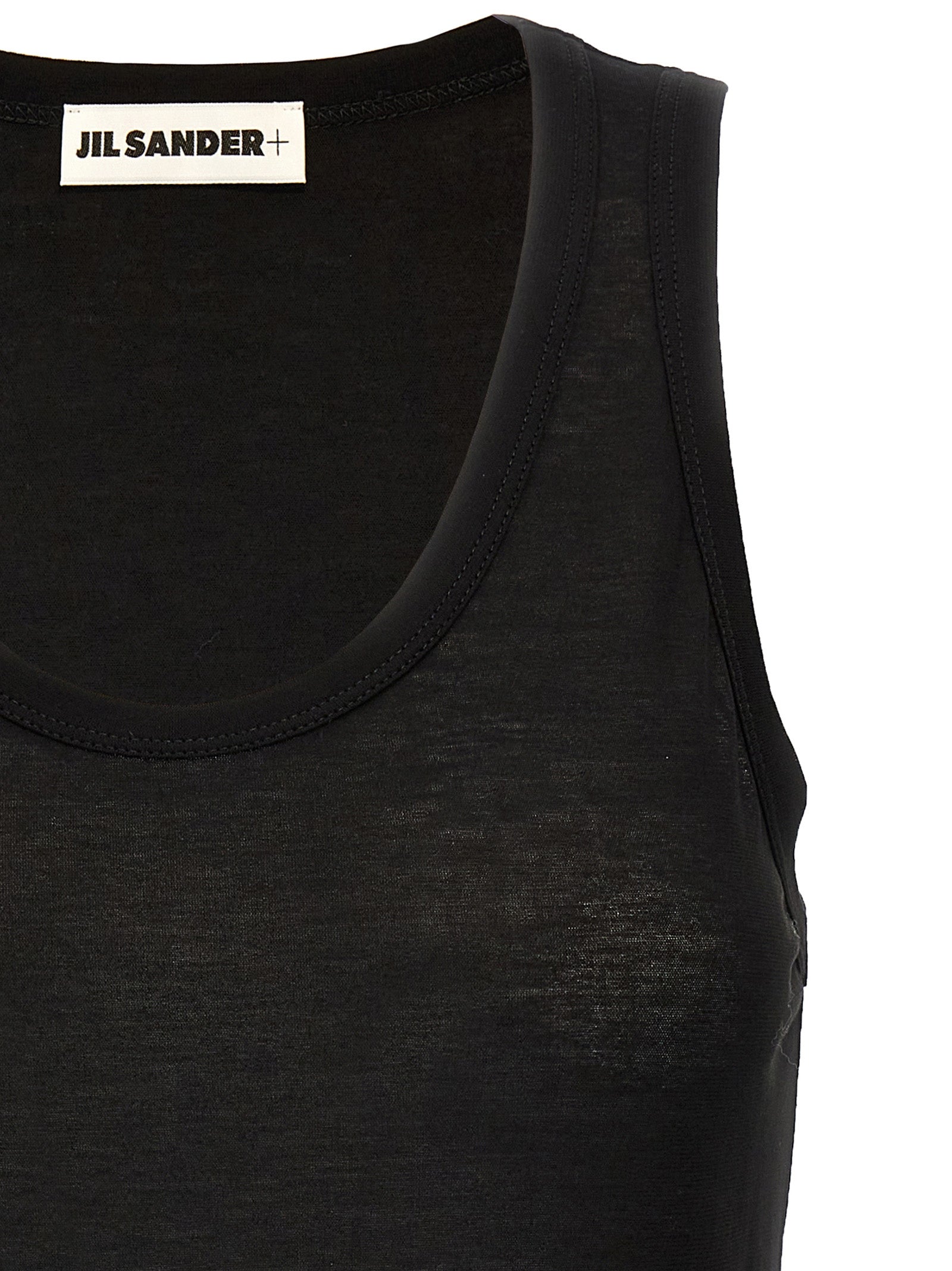 Jil Sander Black Cotton Sleeveles Women's T-Shirt