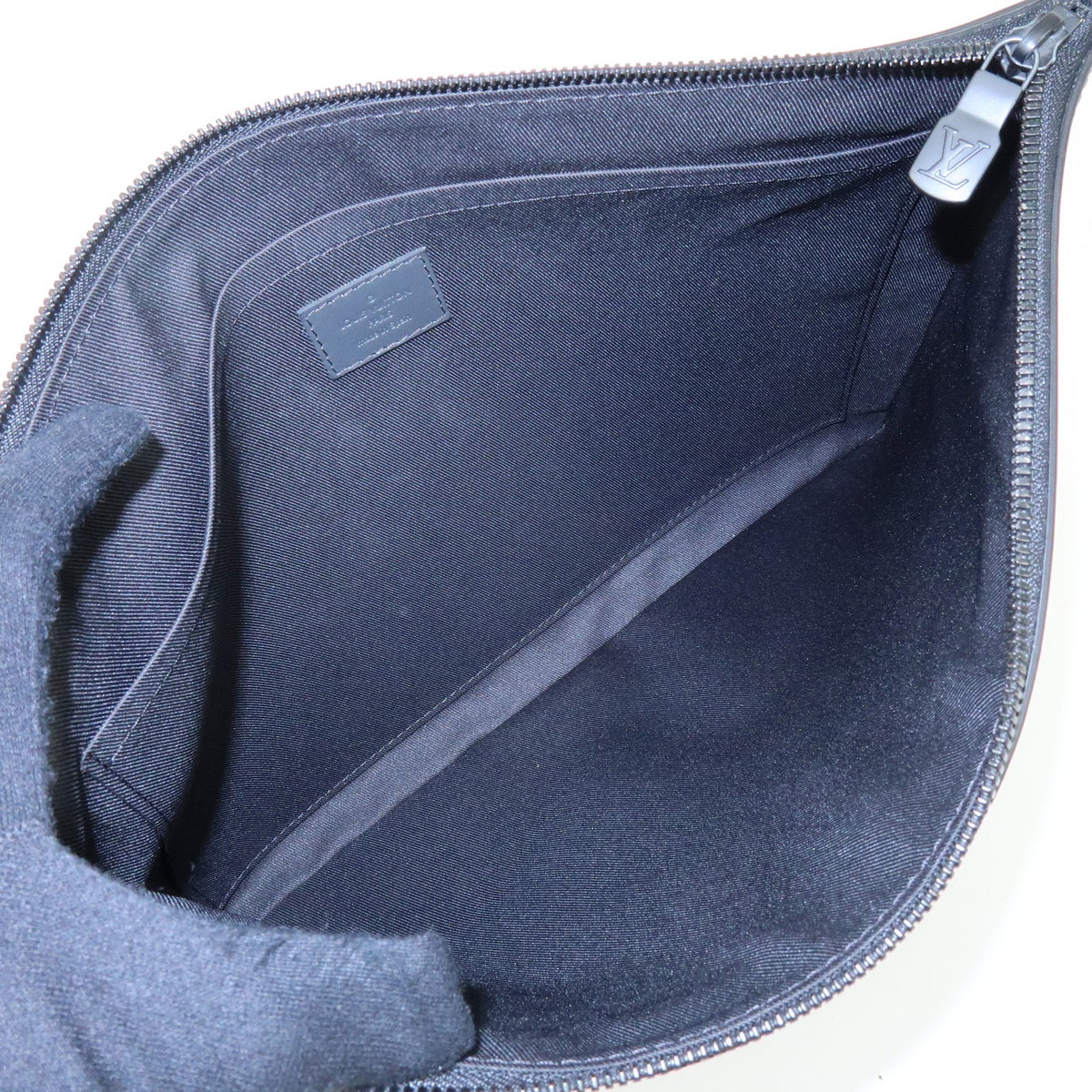 Louis Vuitton Discovery Pochette Monogram Shadow Leather Black Leather Clutche & Pouche Bag (Pre-Owned)