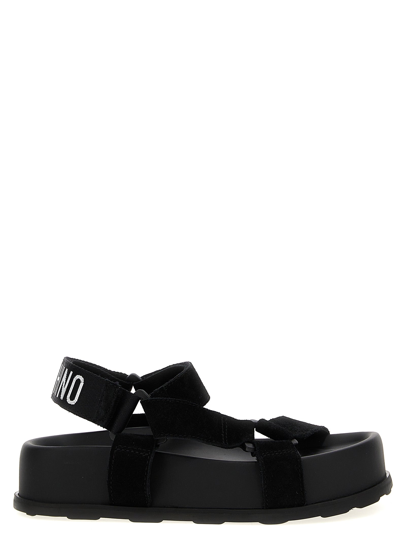 Moschino Black Calfskin Flat Women's Sandals