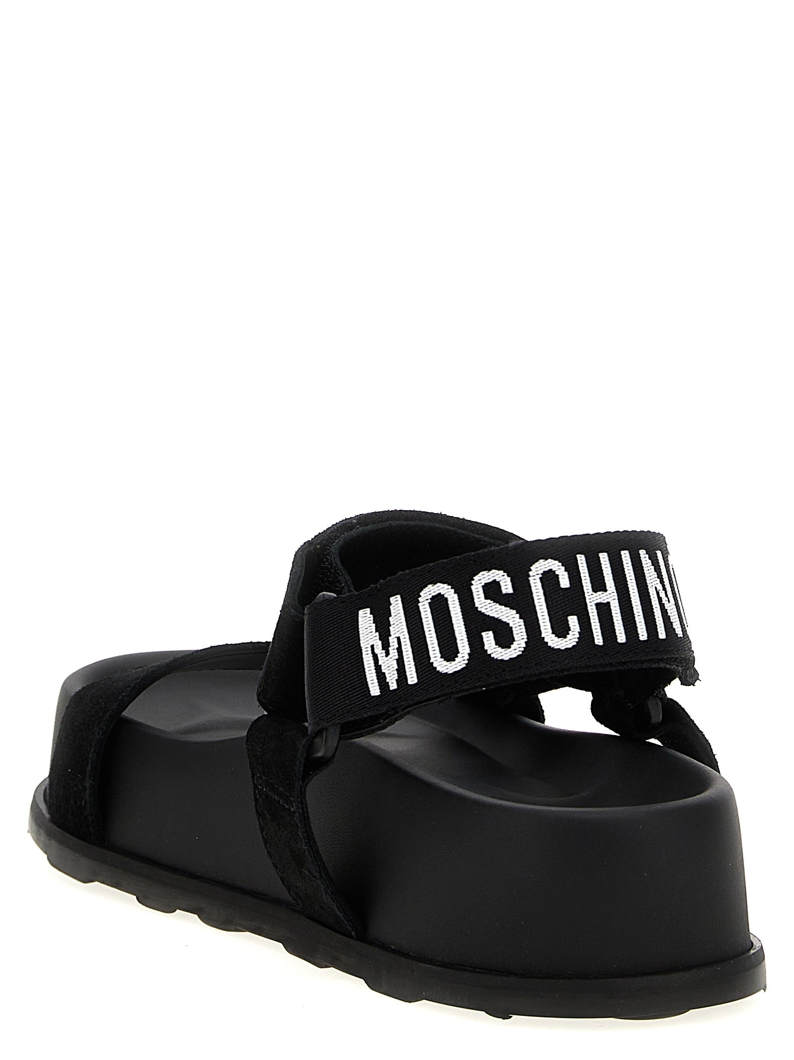 Moschino Black Calfskin Flat Women's Sandals