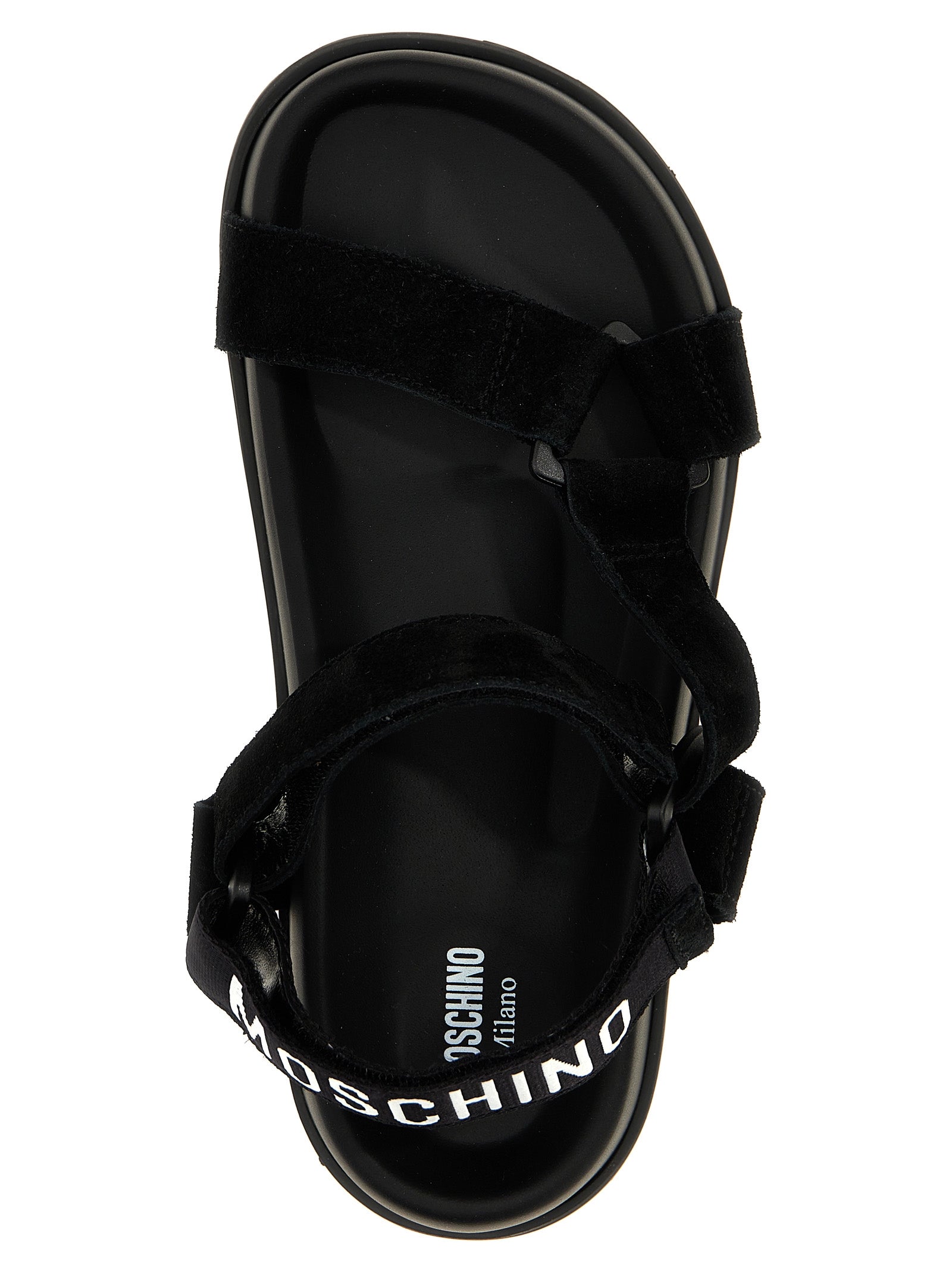 Moschino Black Calfskin Flat Women's Sandals