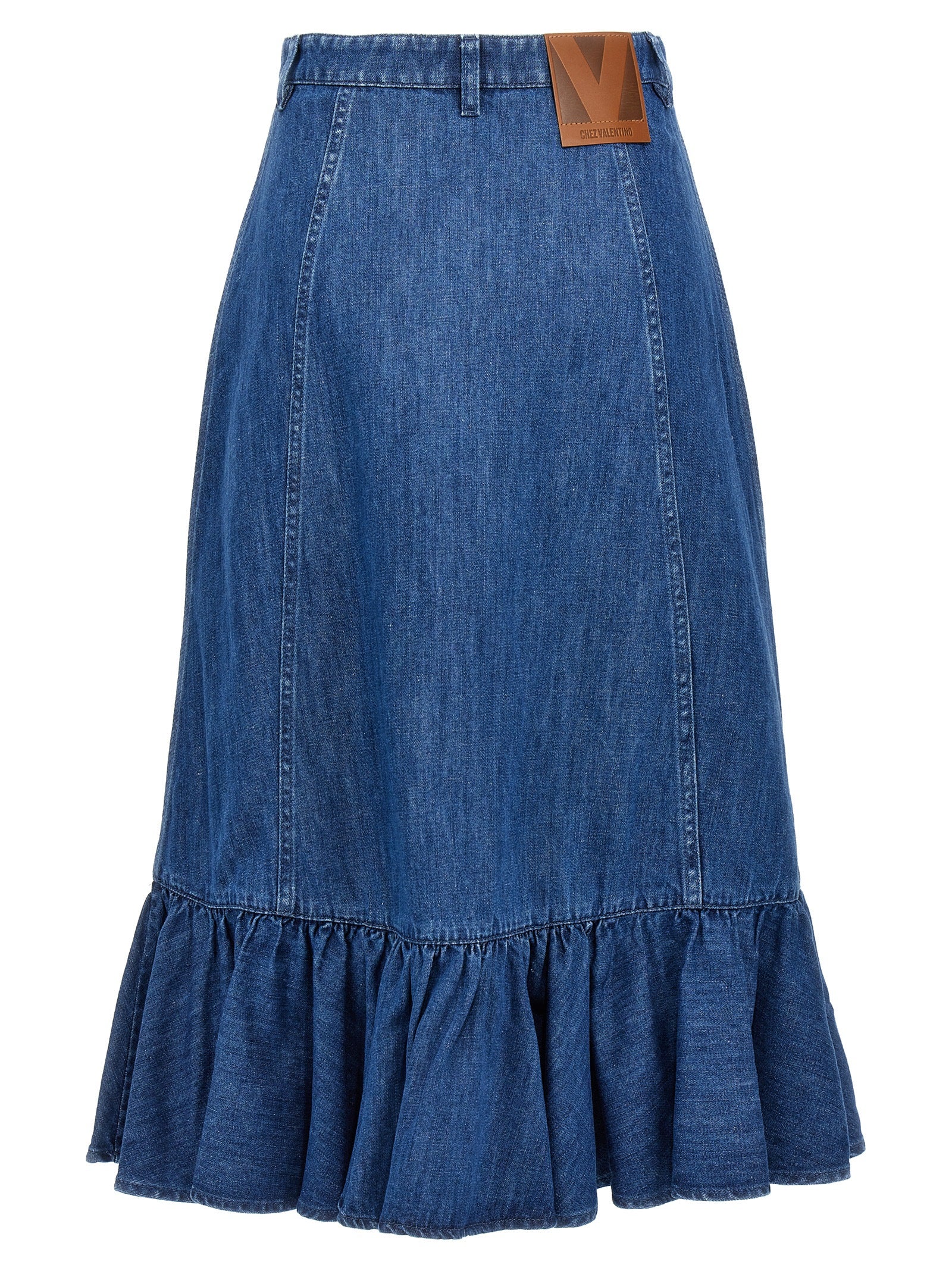Valentino Garavani Blue Cotton Midi Women's Skirt