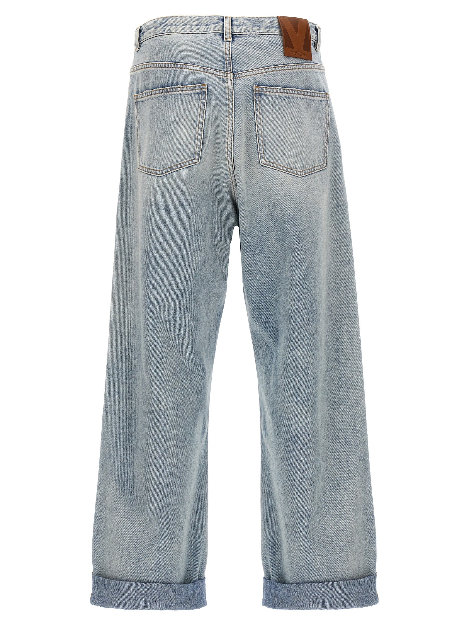 Valentino Garavani Blue Cotton Straight-Leg Men's Jeans