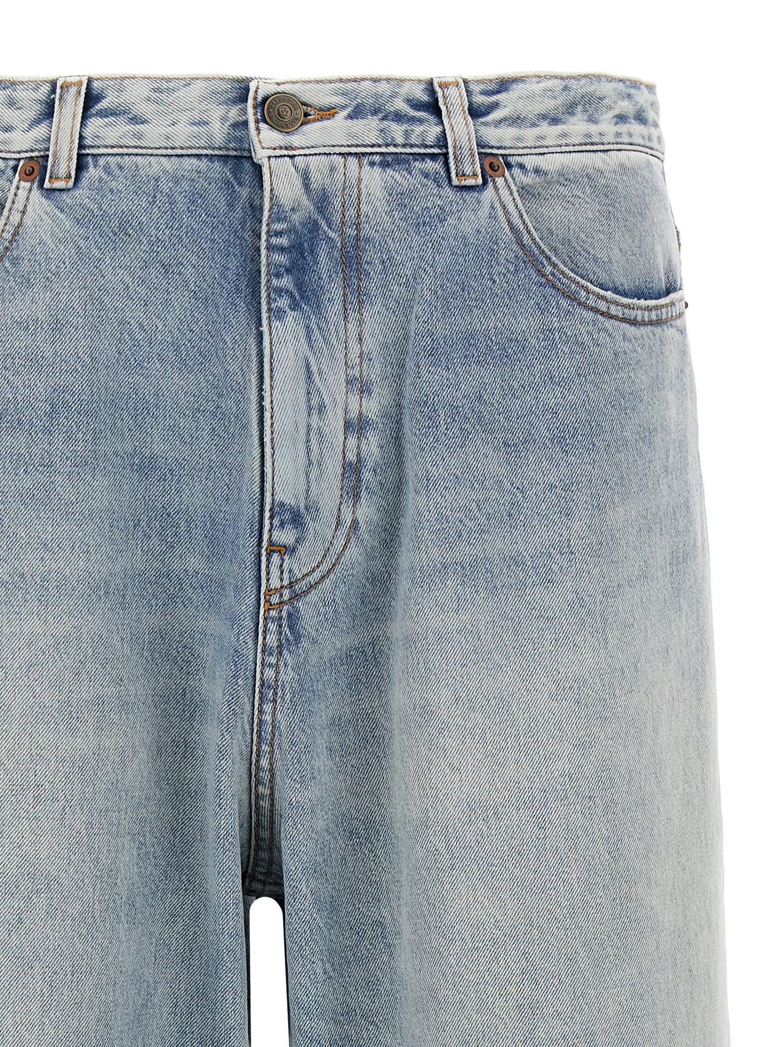 Valentino Garavani Blue Cotton Straight-Leg Men's Jeans