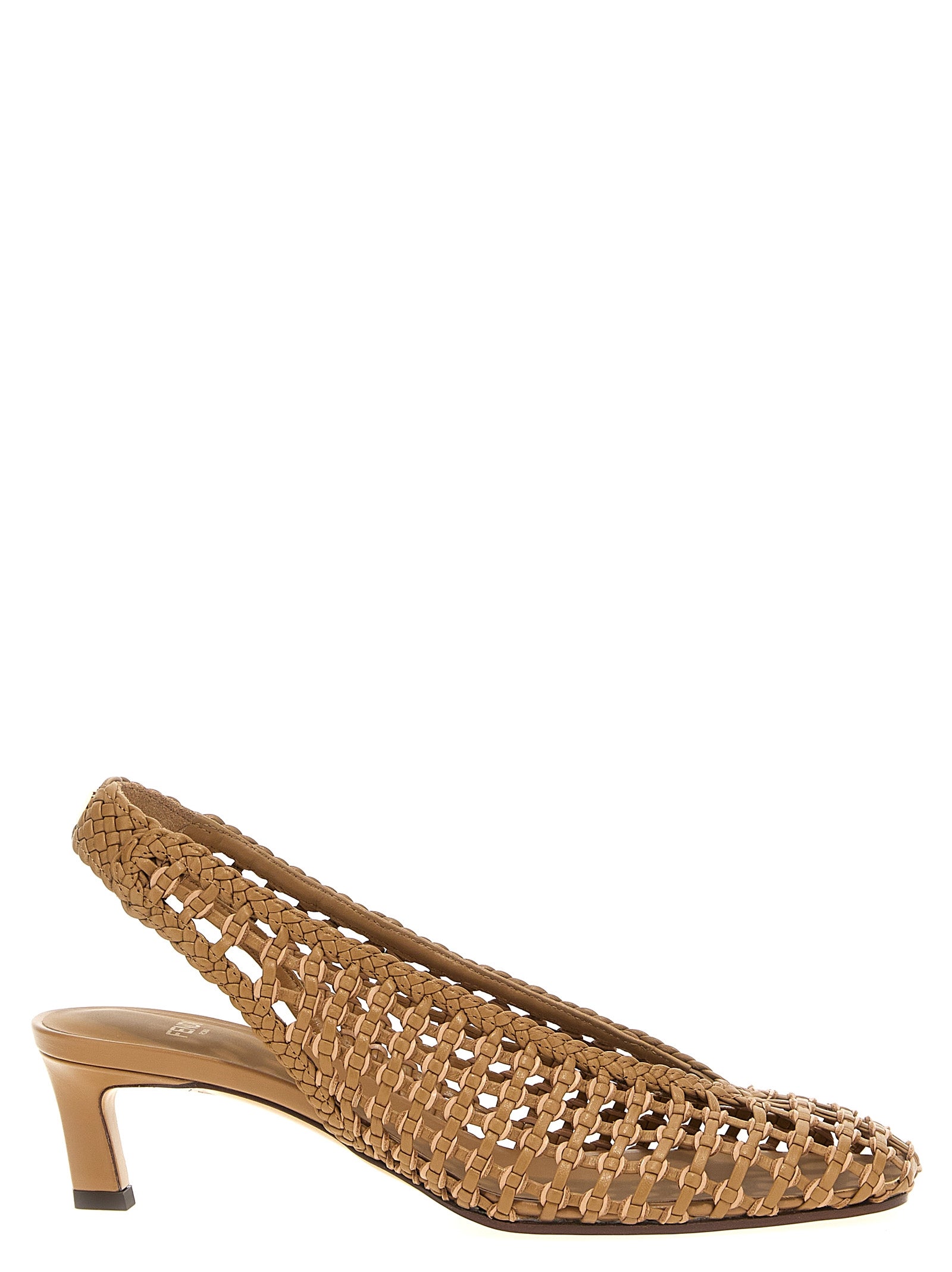Fendi Brown Calfskin Mid Heel Women's Pumps