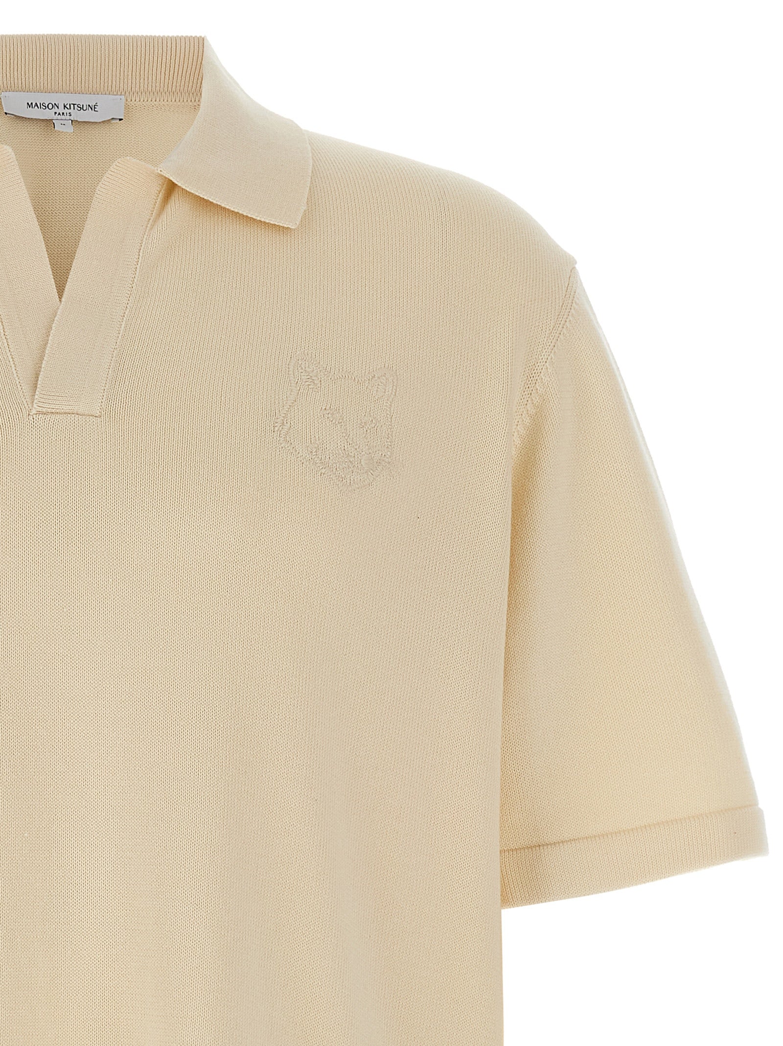 Maison Kitsuné Beige Cotton Polo Men's Shirt