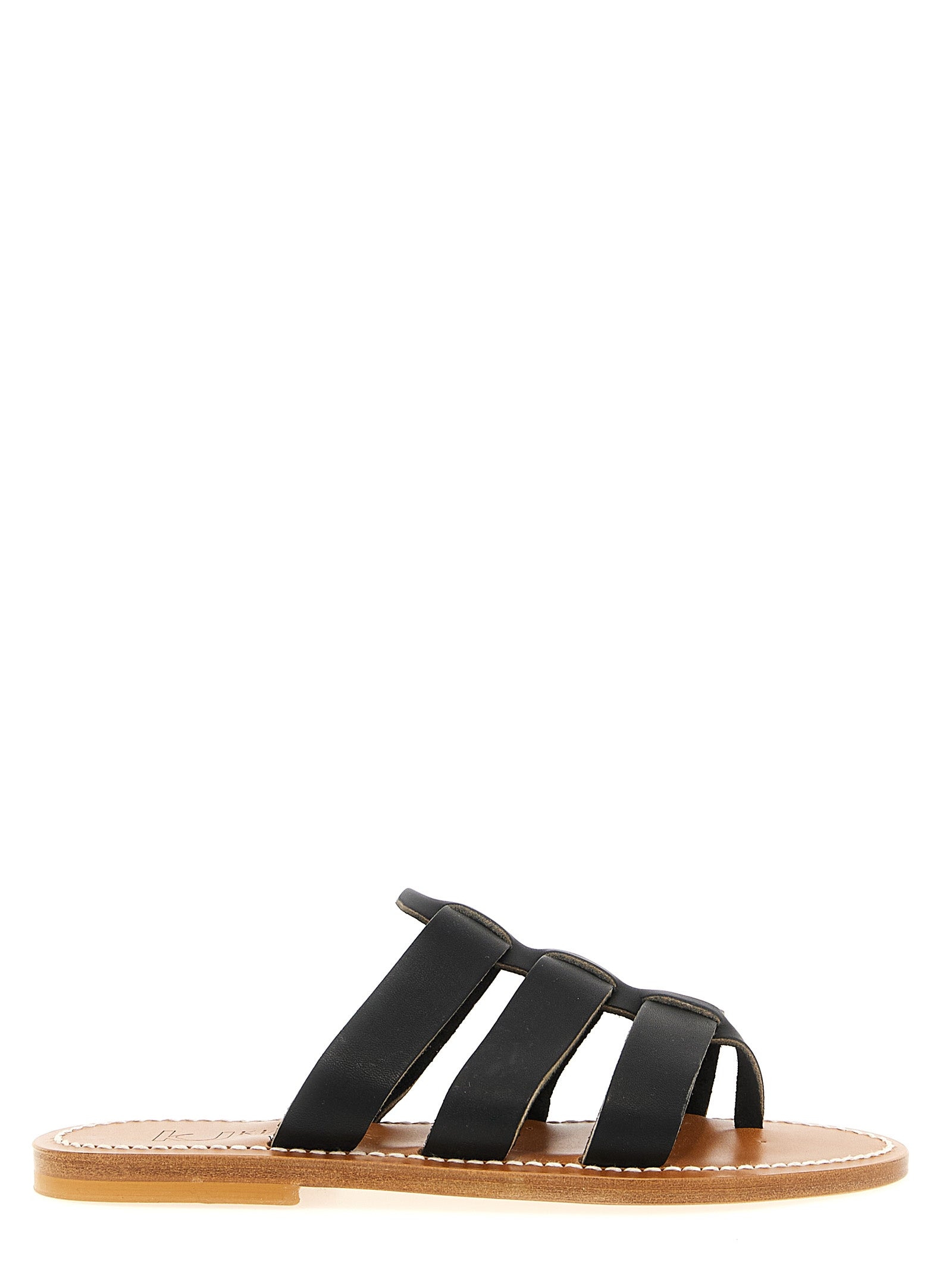 K.JACQUES SAINT TROPEZ Black Cowhide Women's Slides