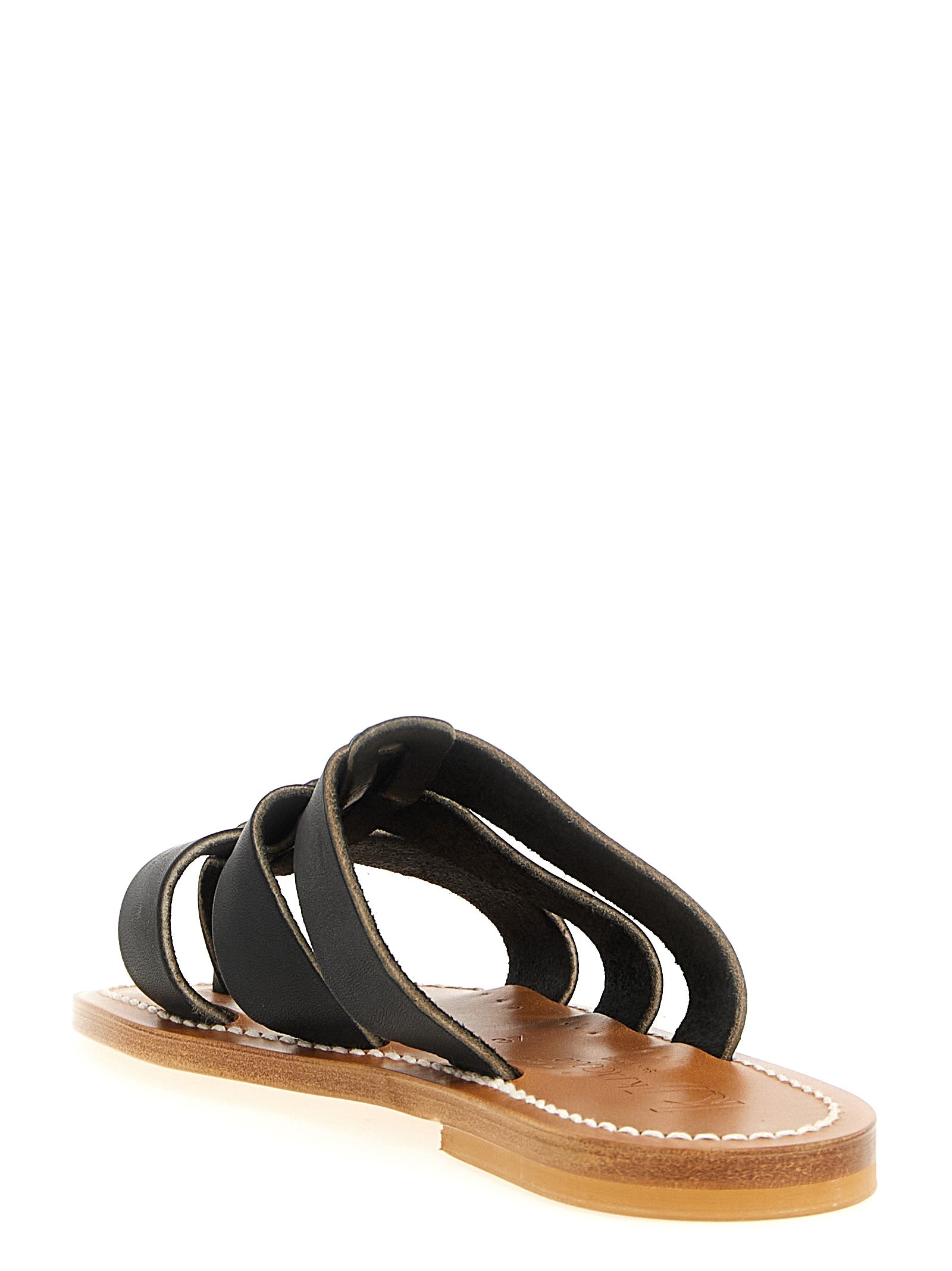 K.JACQUES SAINT TROPEZ Black Cowhide Women's Slides