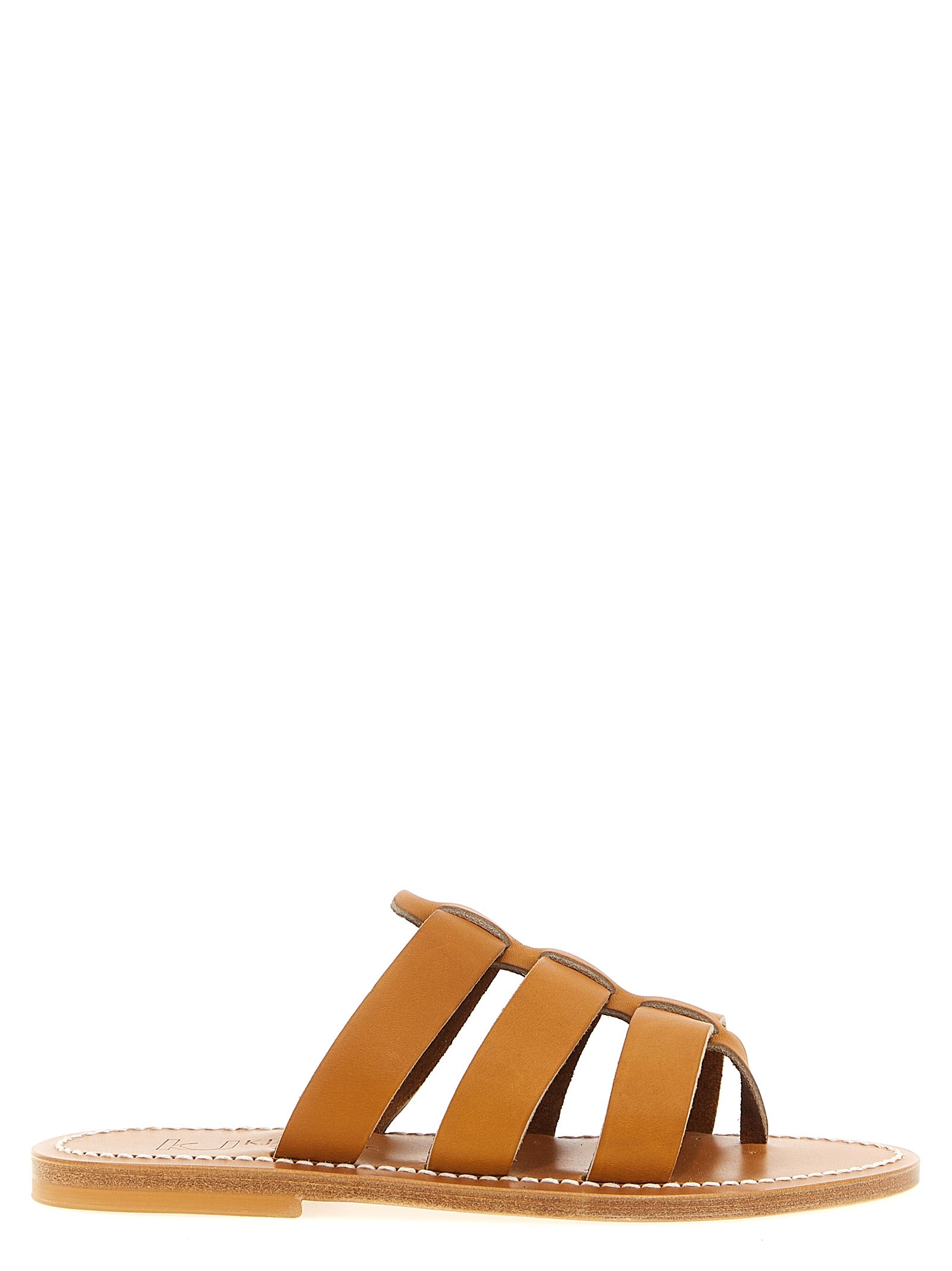K.JACQUES SAINT TROPEZ Beige Cowhide Women's Slides