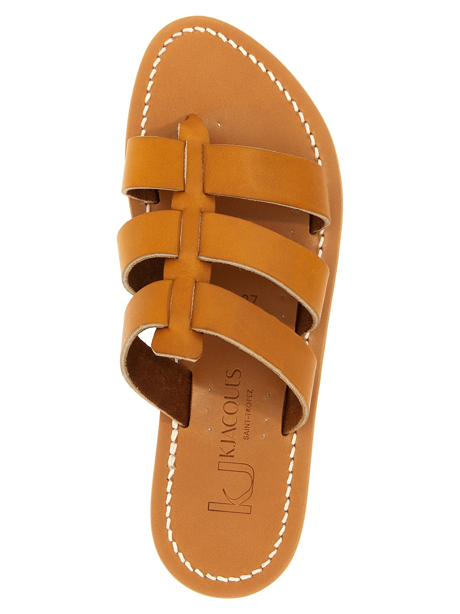 K.JACQUES SAINT TROPEZ Beige Cowhide Women's Slides