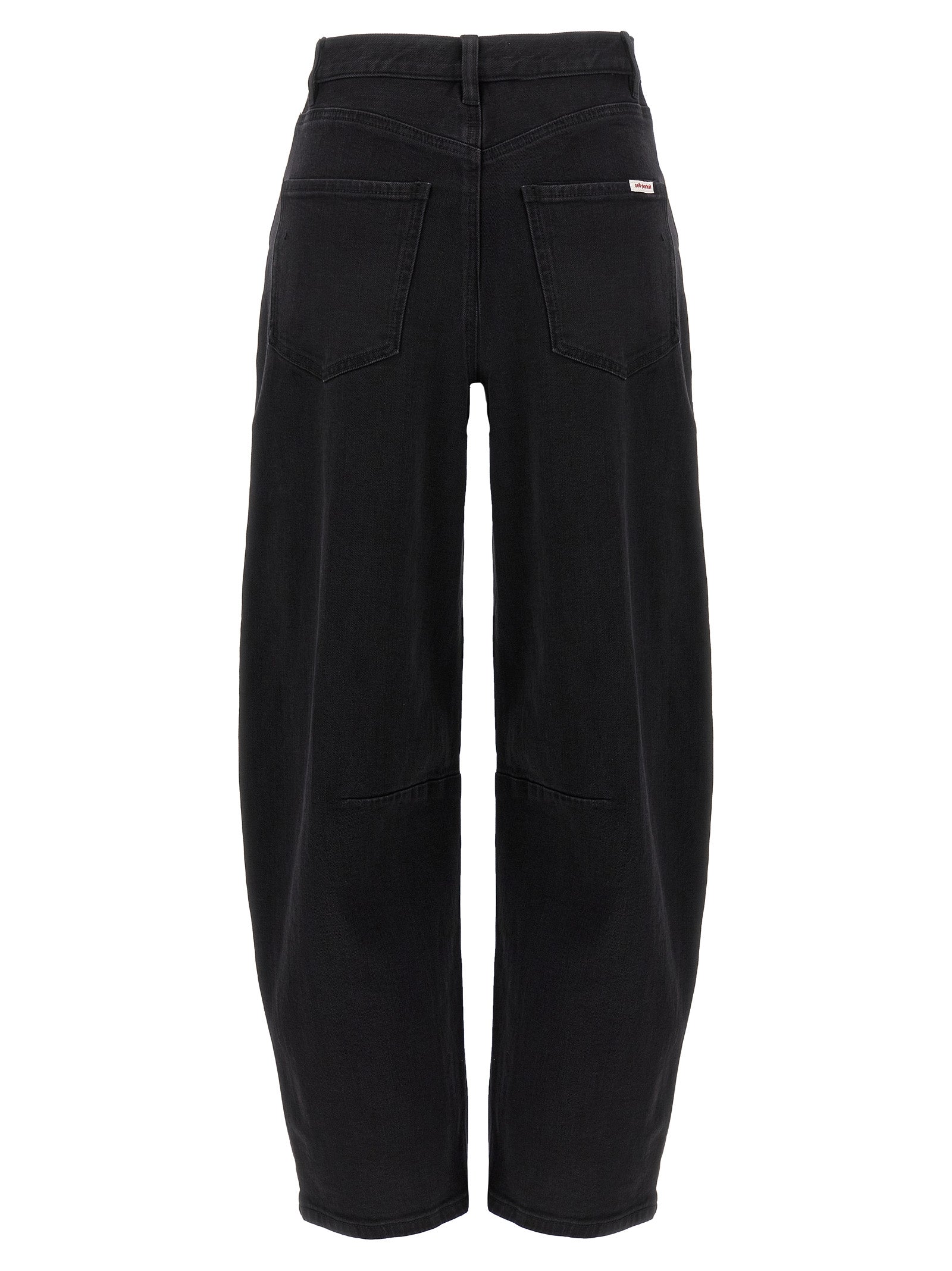 Self-Portrait Black Cotton High-Waisted Women's Jean
