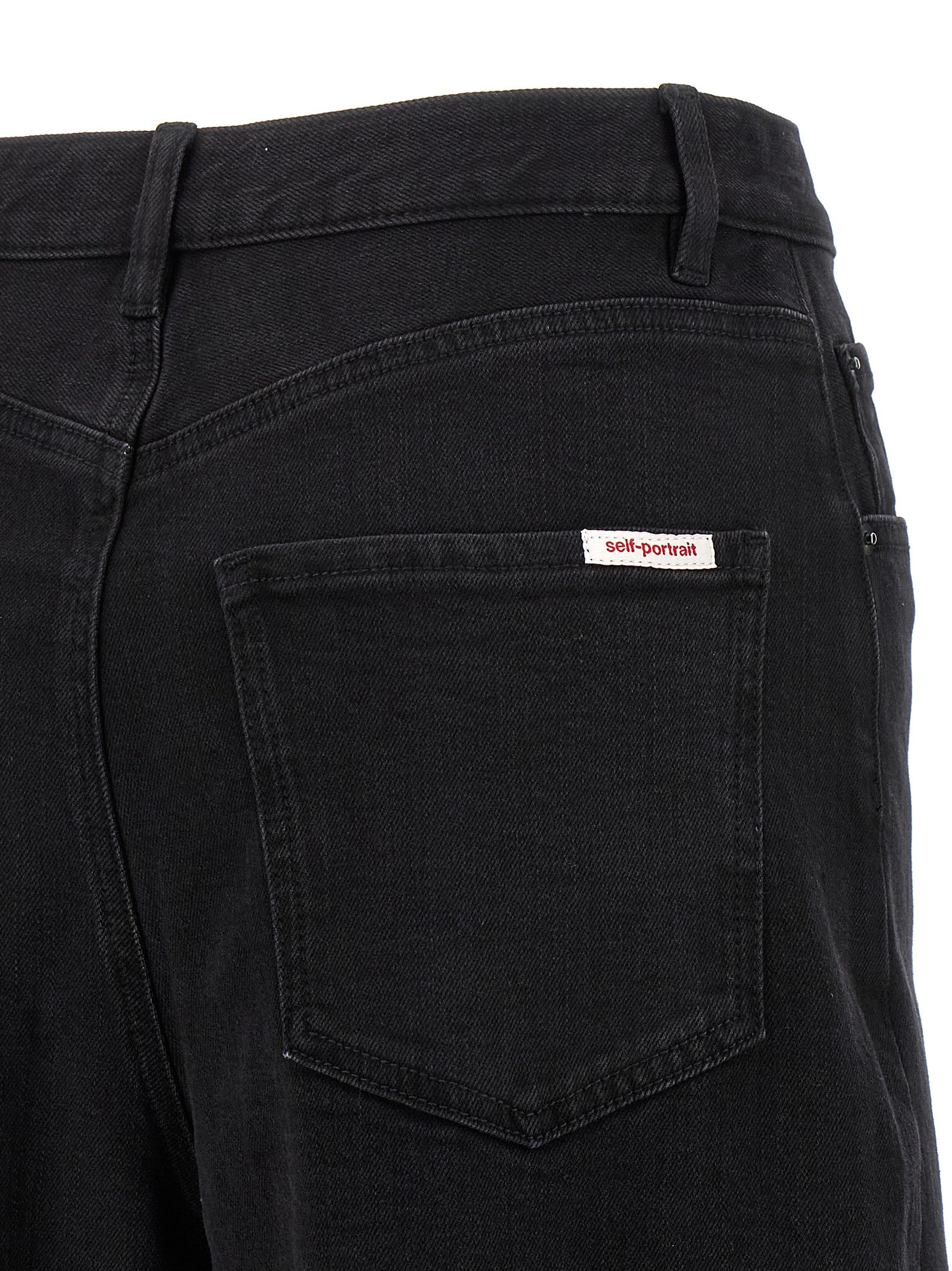 Self-Portrait Black Cotton High-Waisted Women's Jean