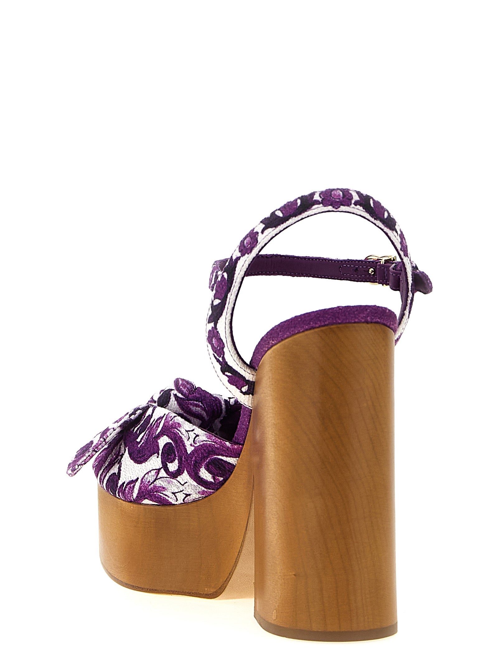 Dolce & Gabbana Purple Cotton Stiletto Heel Women's Sandals
