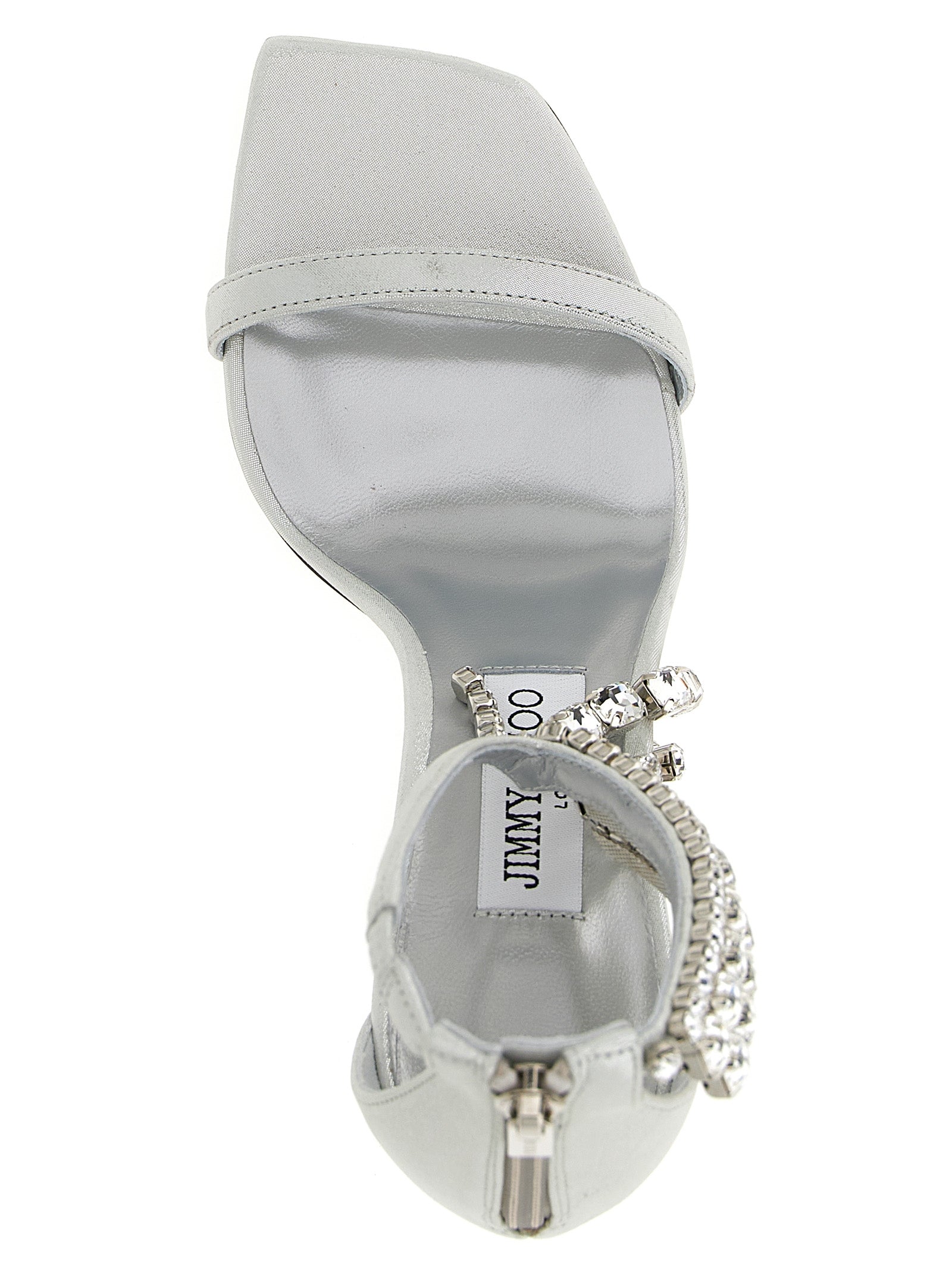 Jimmy Choo Silver Leather Stiletto Heel Women's Sandals