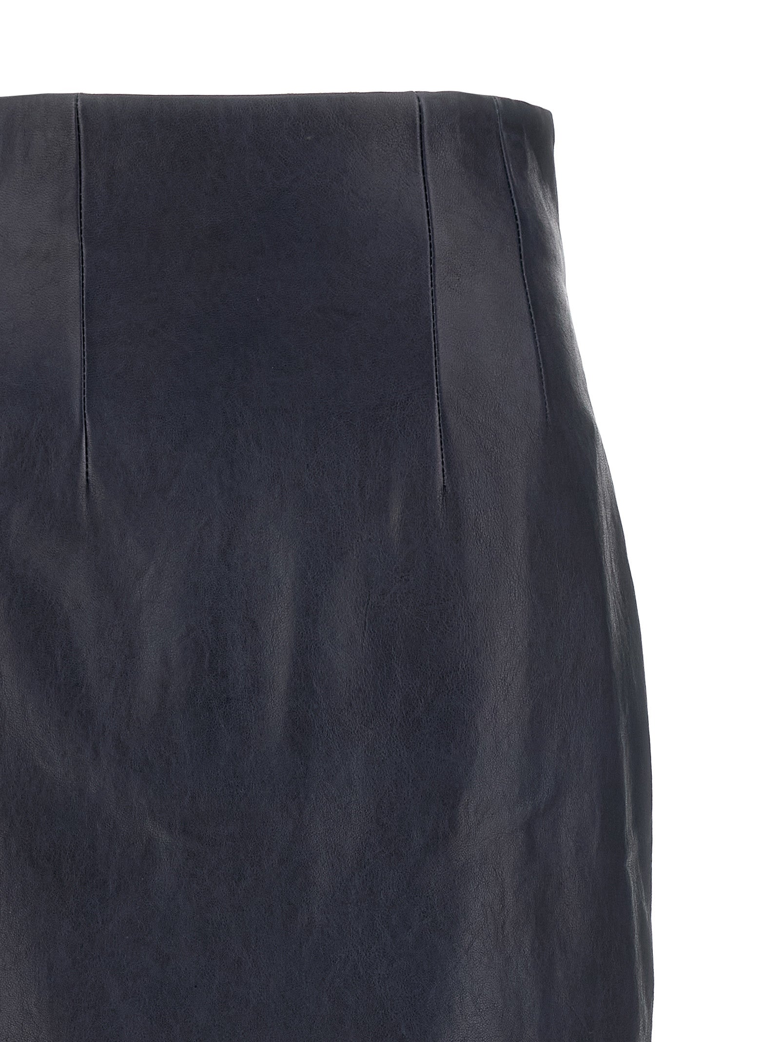 Khaite Blue Lamb Leather Midi Women's Skirt