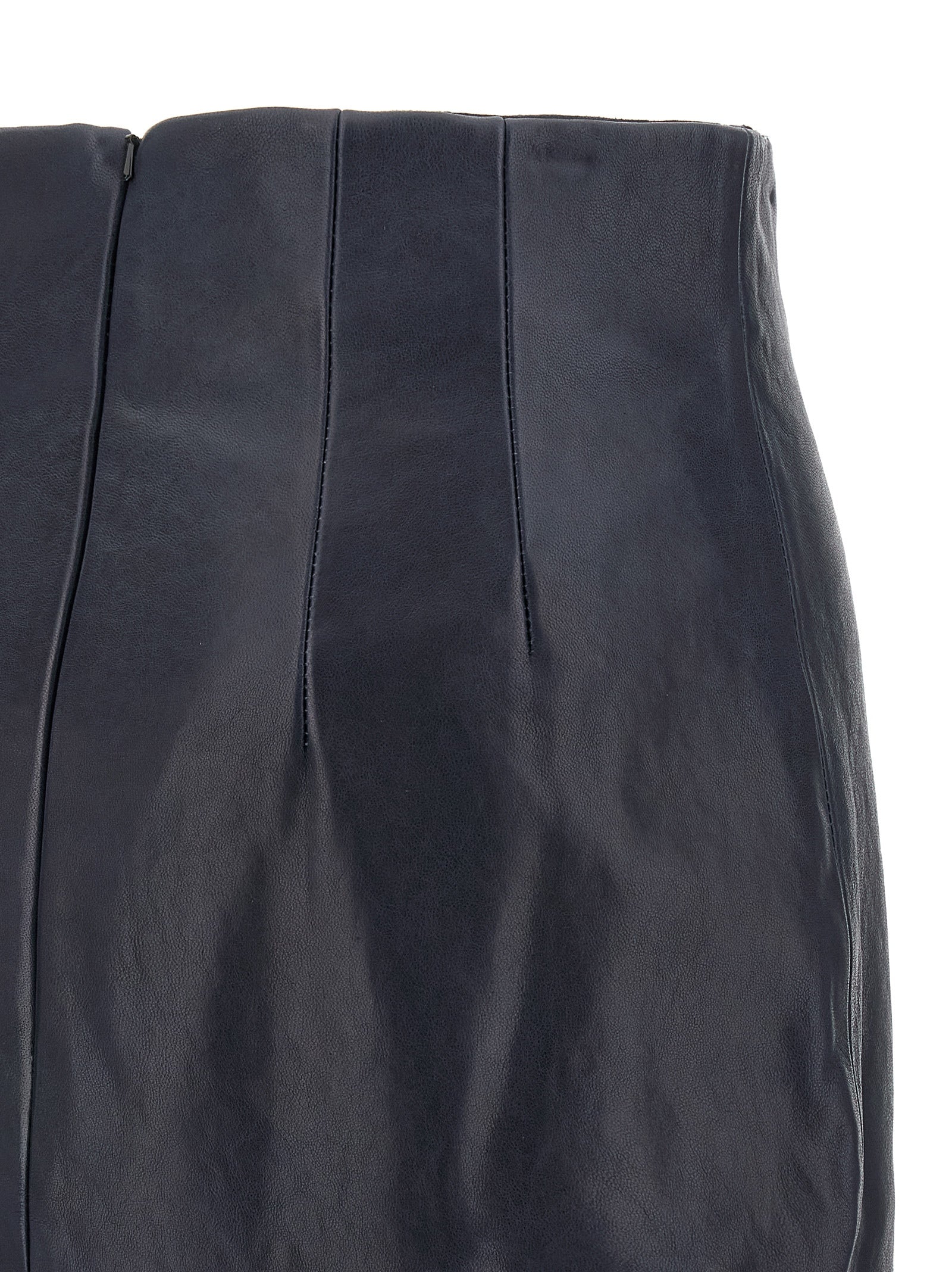 Khaite Blue Lamb Leather Midi Women's Skirt