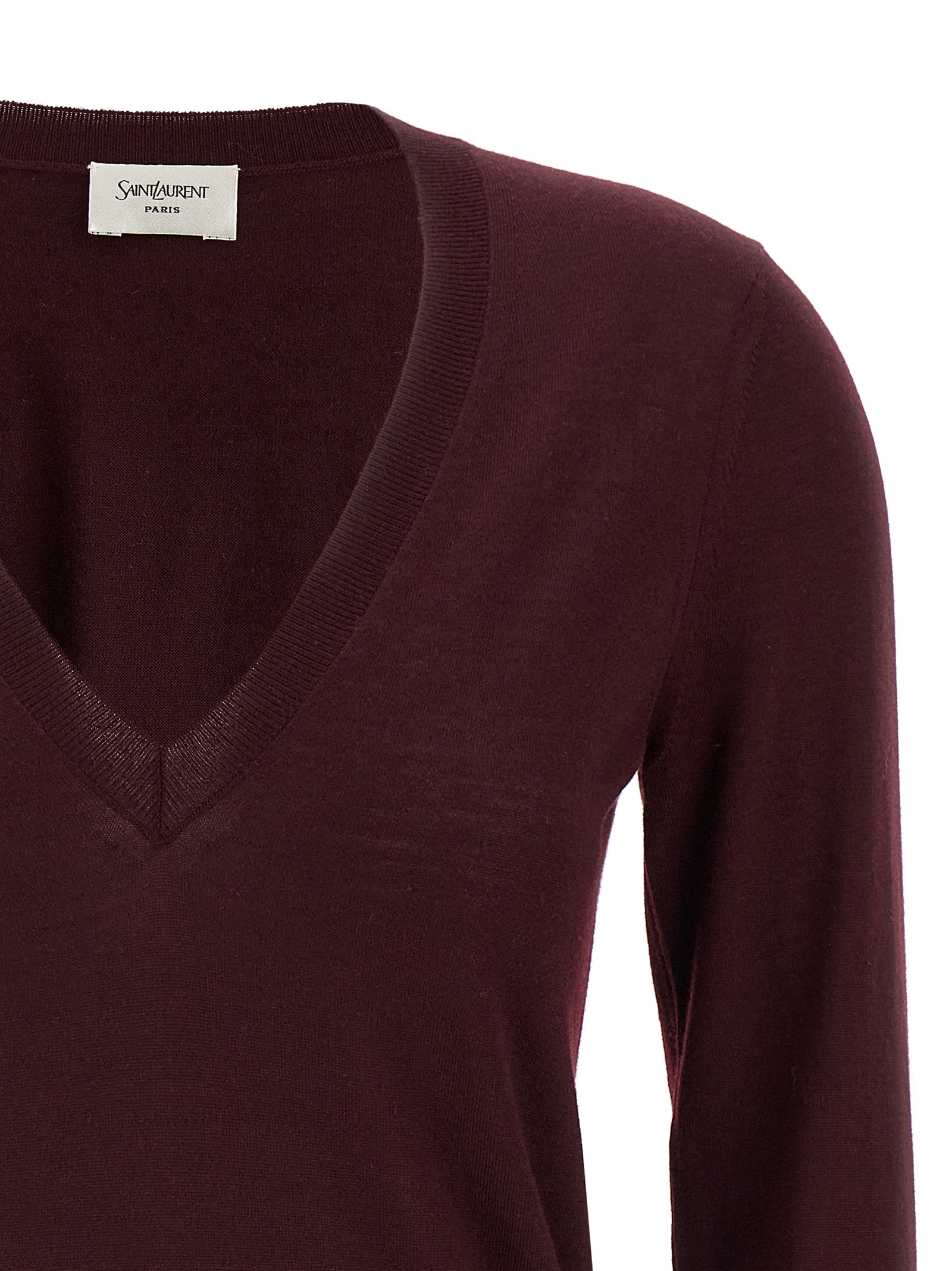 Saint Laurent Bordeaux Virgin Wool Women's Cardigan