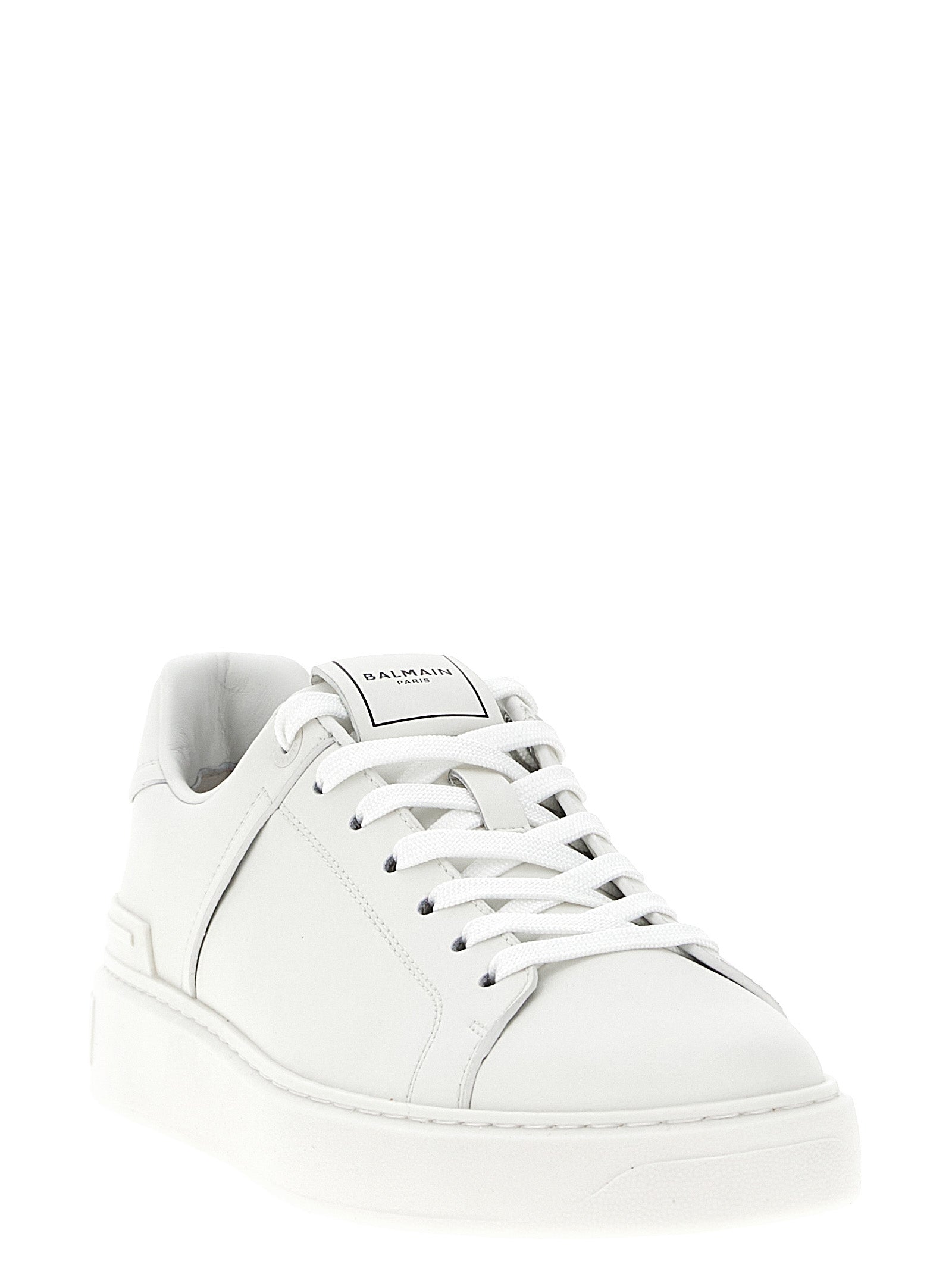 Balmain White Calfskin Low Top Men's Sneakers