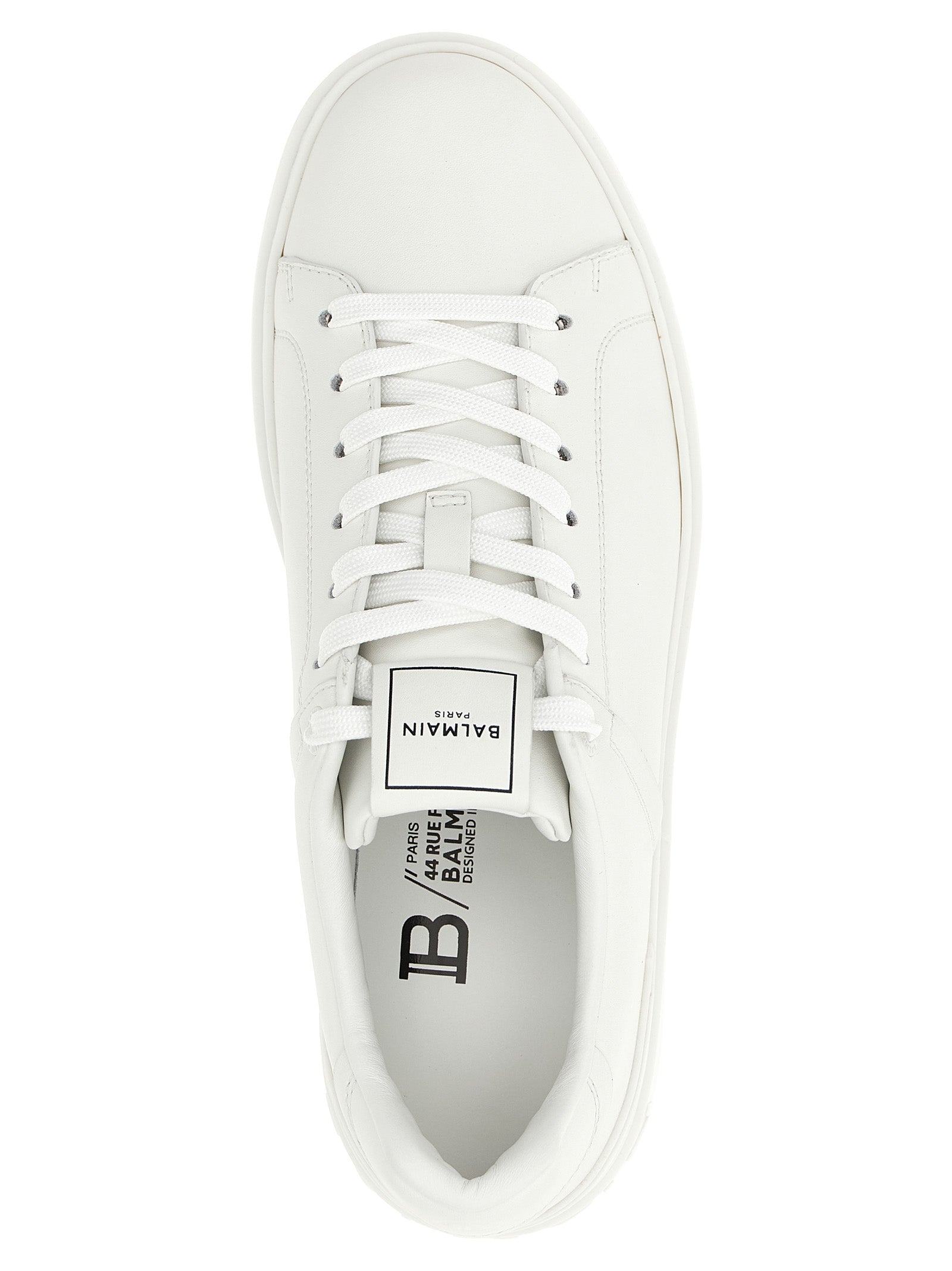 Balmain White Calfskin Low Top Men's Sneakers