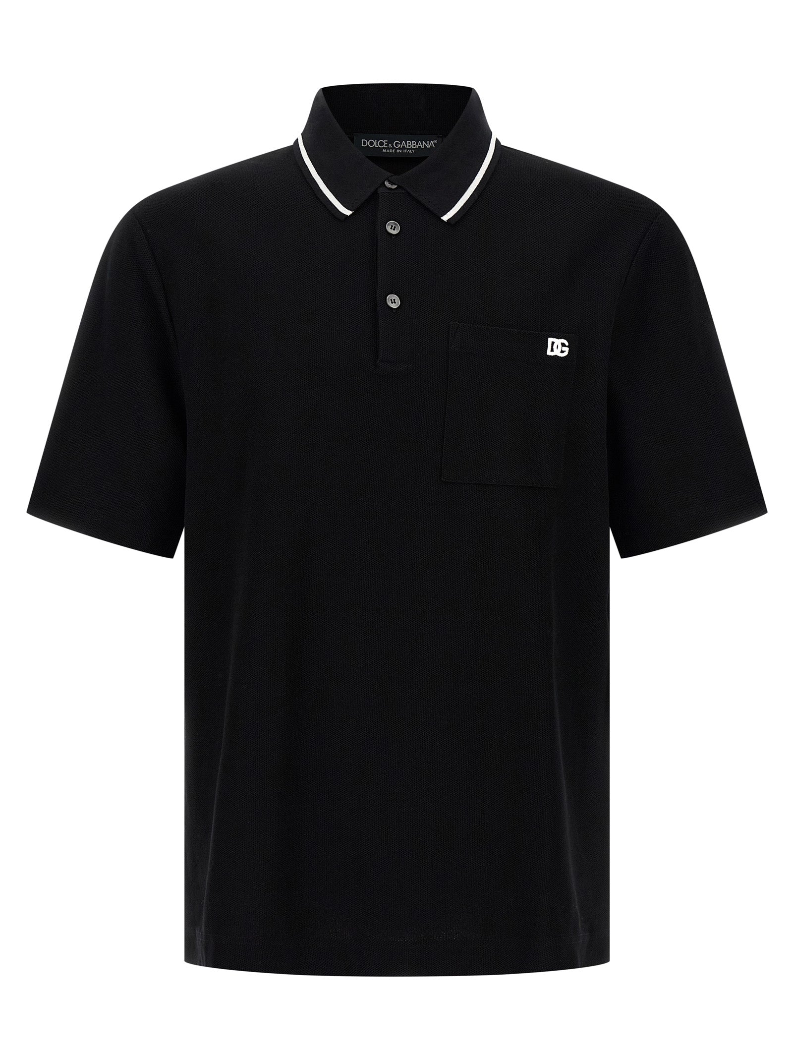 Dolce & Gabbana Black Cotton Polo Men's Shirt
