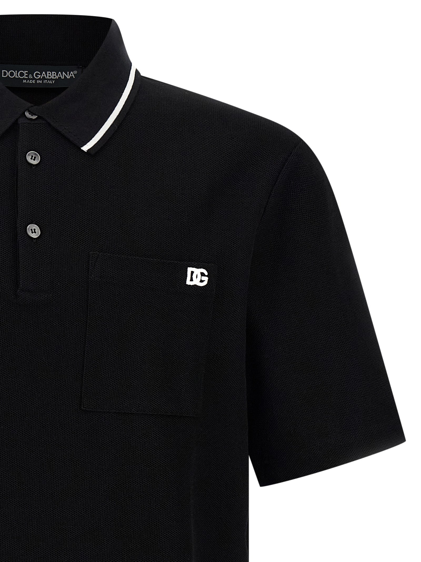 Dolce & Gabbana Black Cotton Polo Men's Shirt