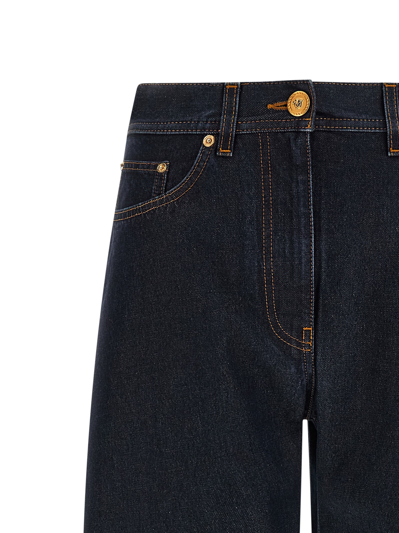 Versace Blue Cotton High-Waisted Women's Jean