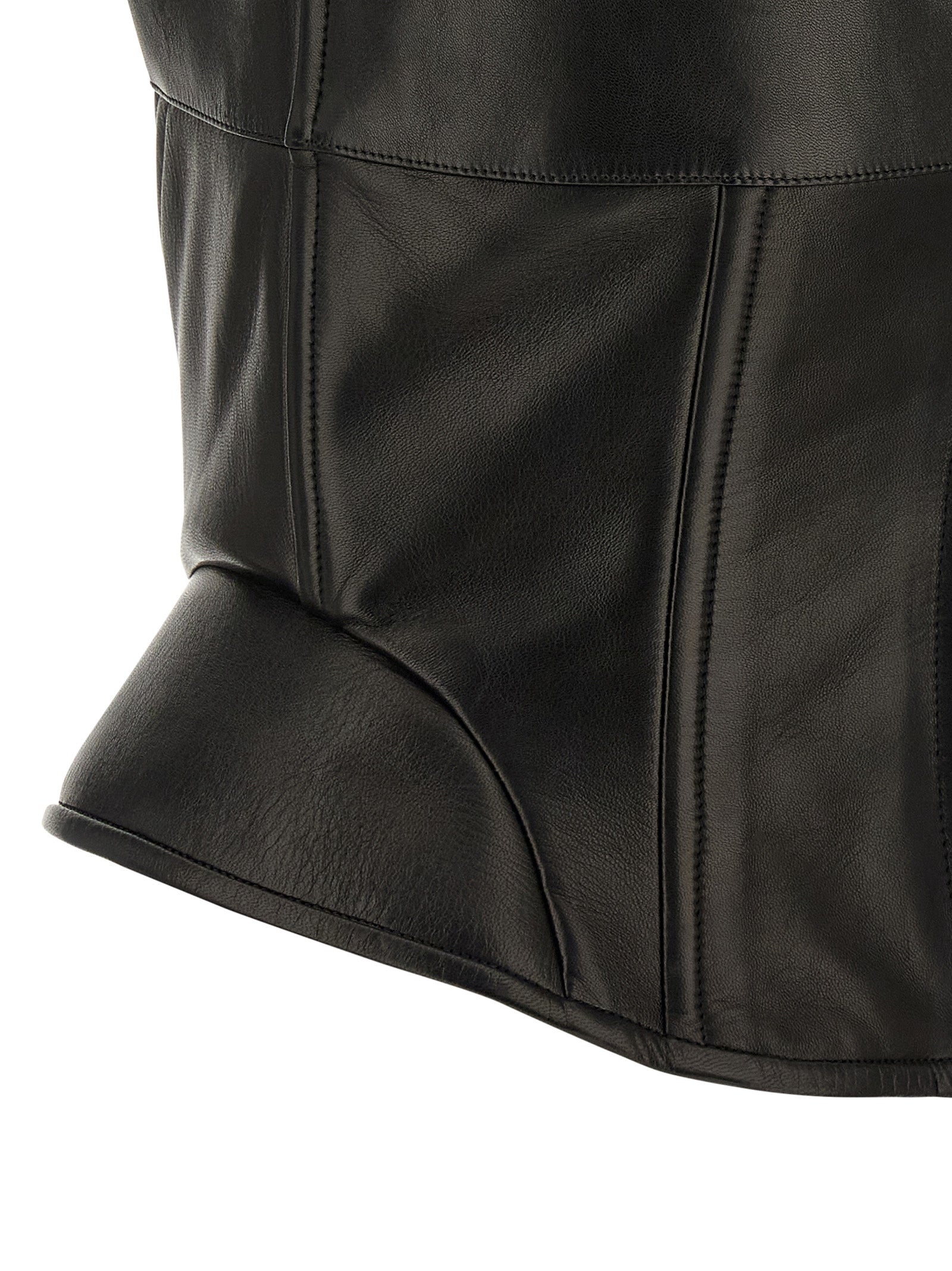 Ermanno Scervino Black Lamb Leather Tank Women's Tops