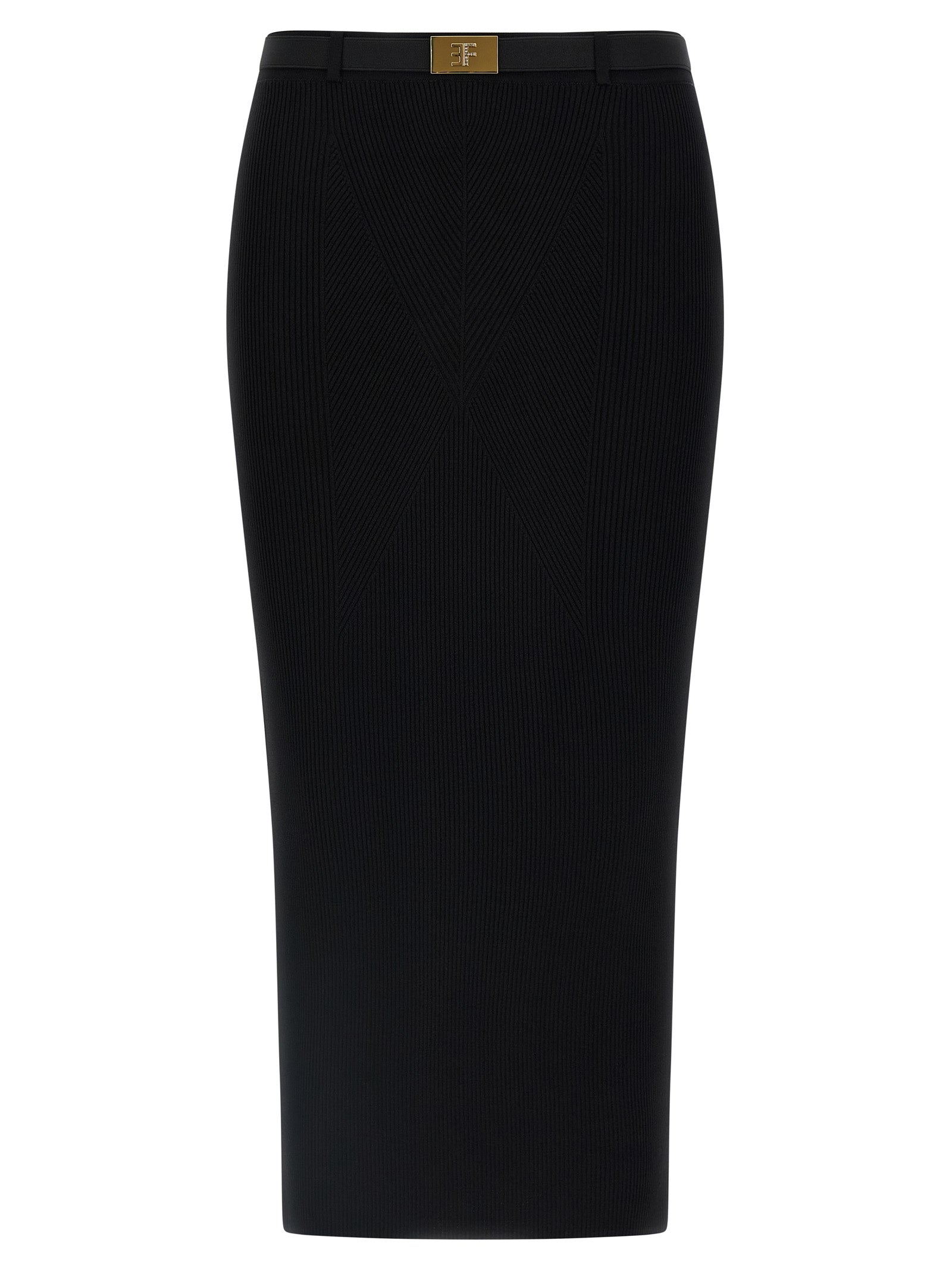 Elisabetta Franchi Black Viscose Midi Women's Skirt