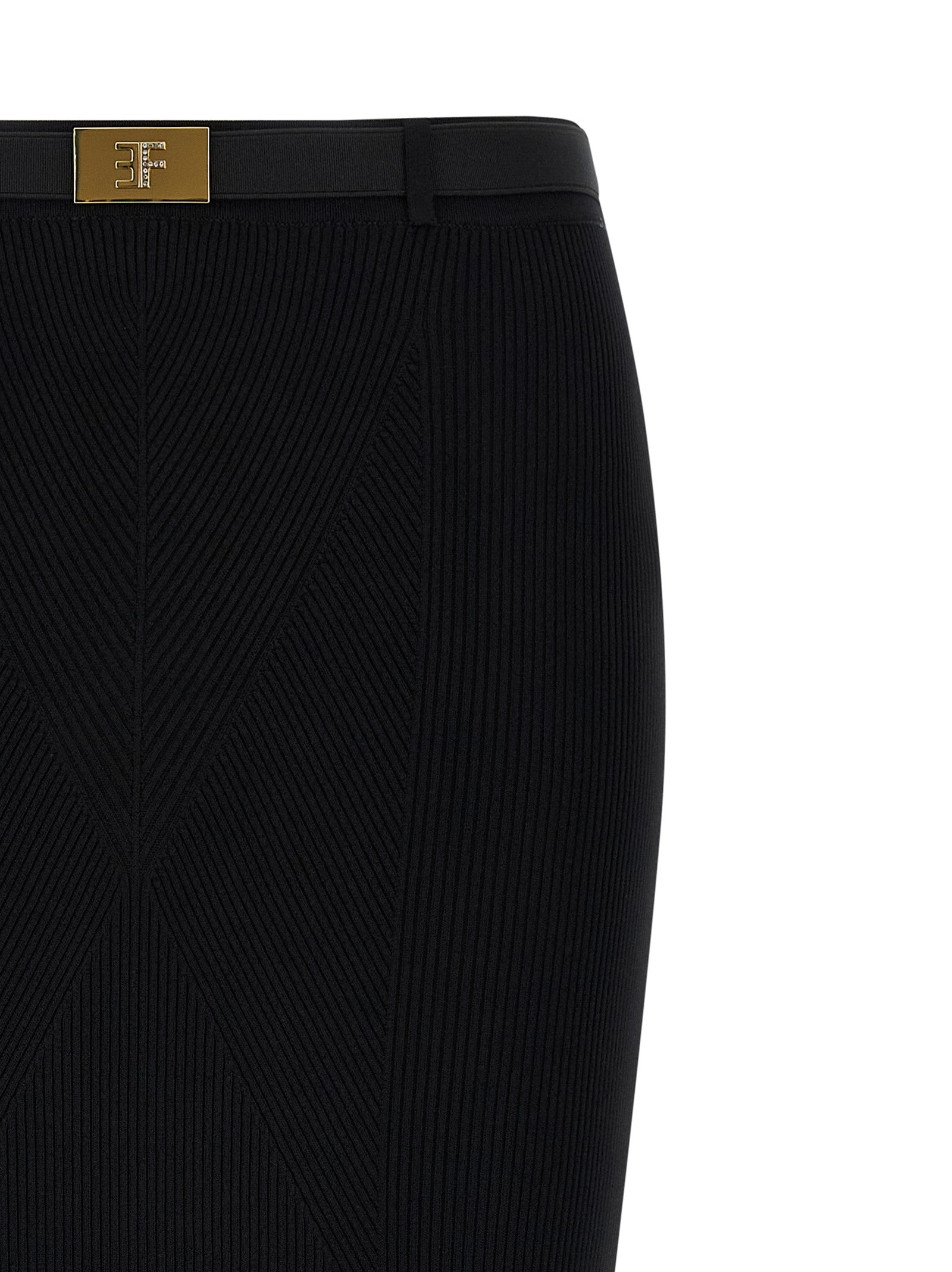 Elisabetta Franchi Black Viscose Midi Women's Skirt