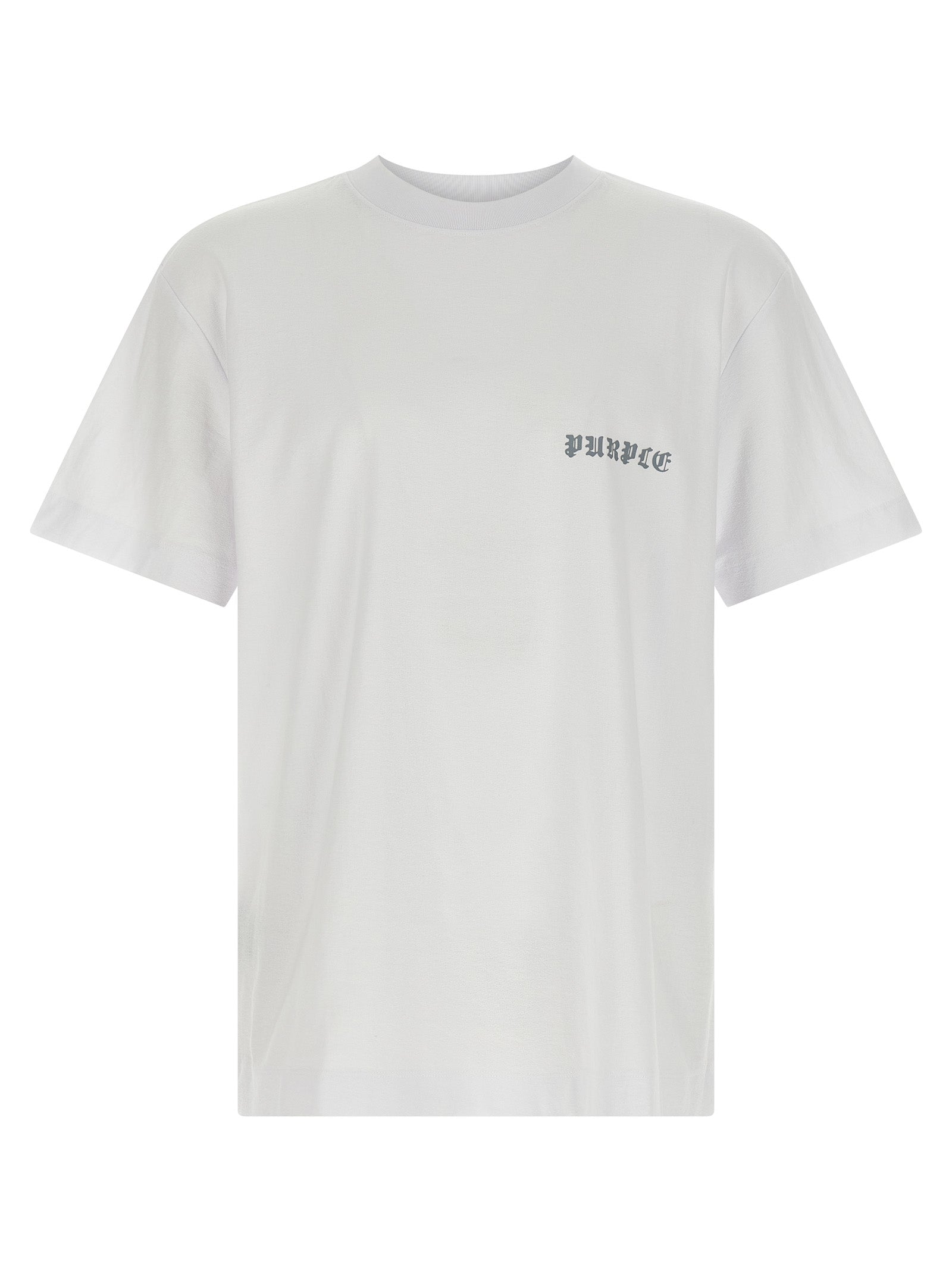 PURPLE White Cotton Men's T-Shirt
