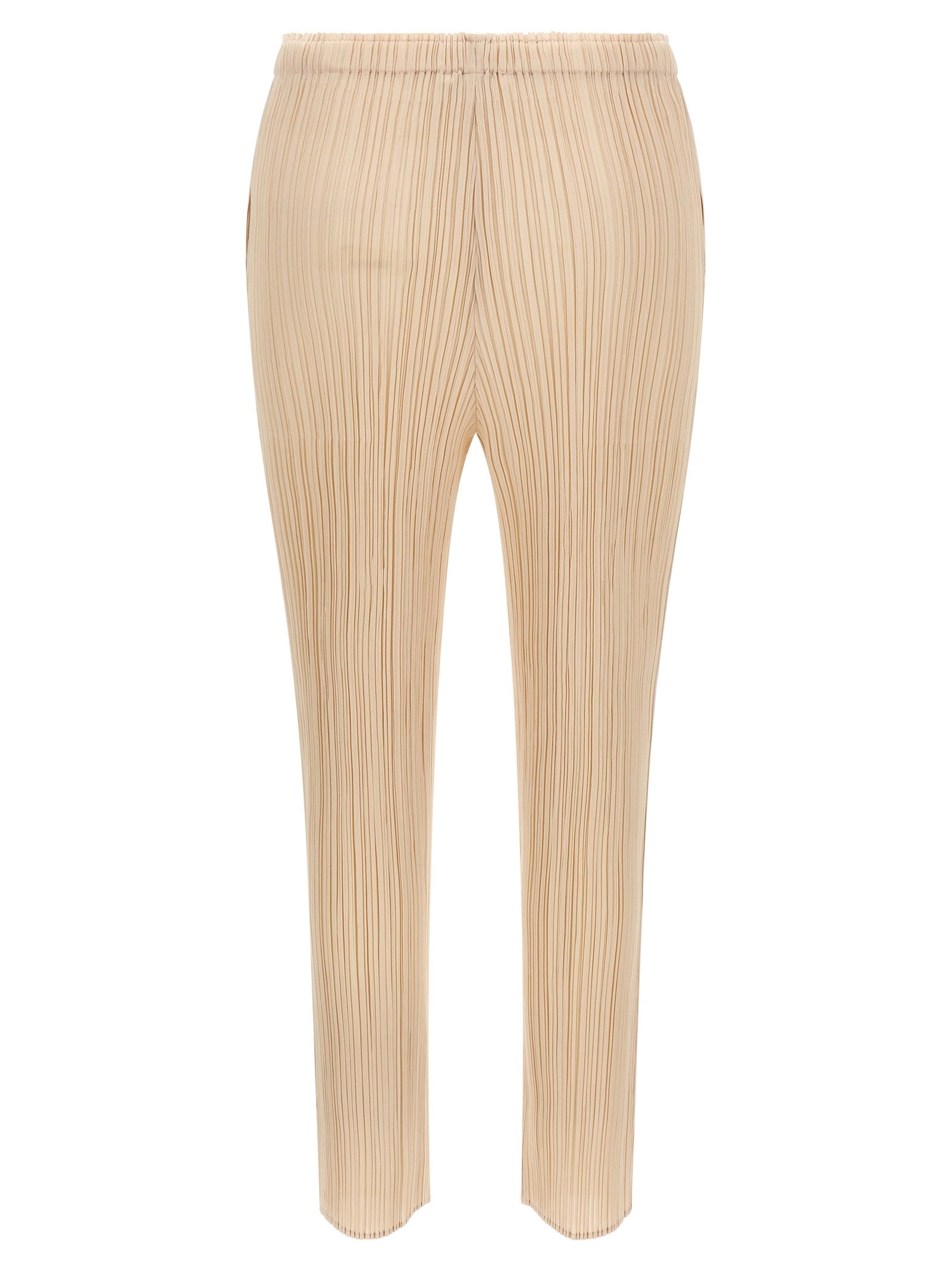 PLEATS PLEASE ISSEY MIYAKE Beige Polyester Casual Women's Pants