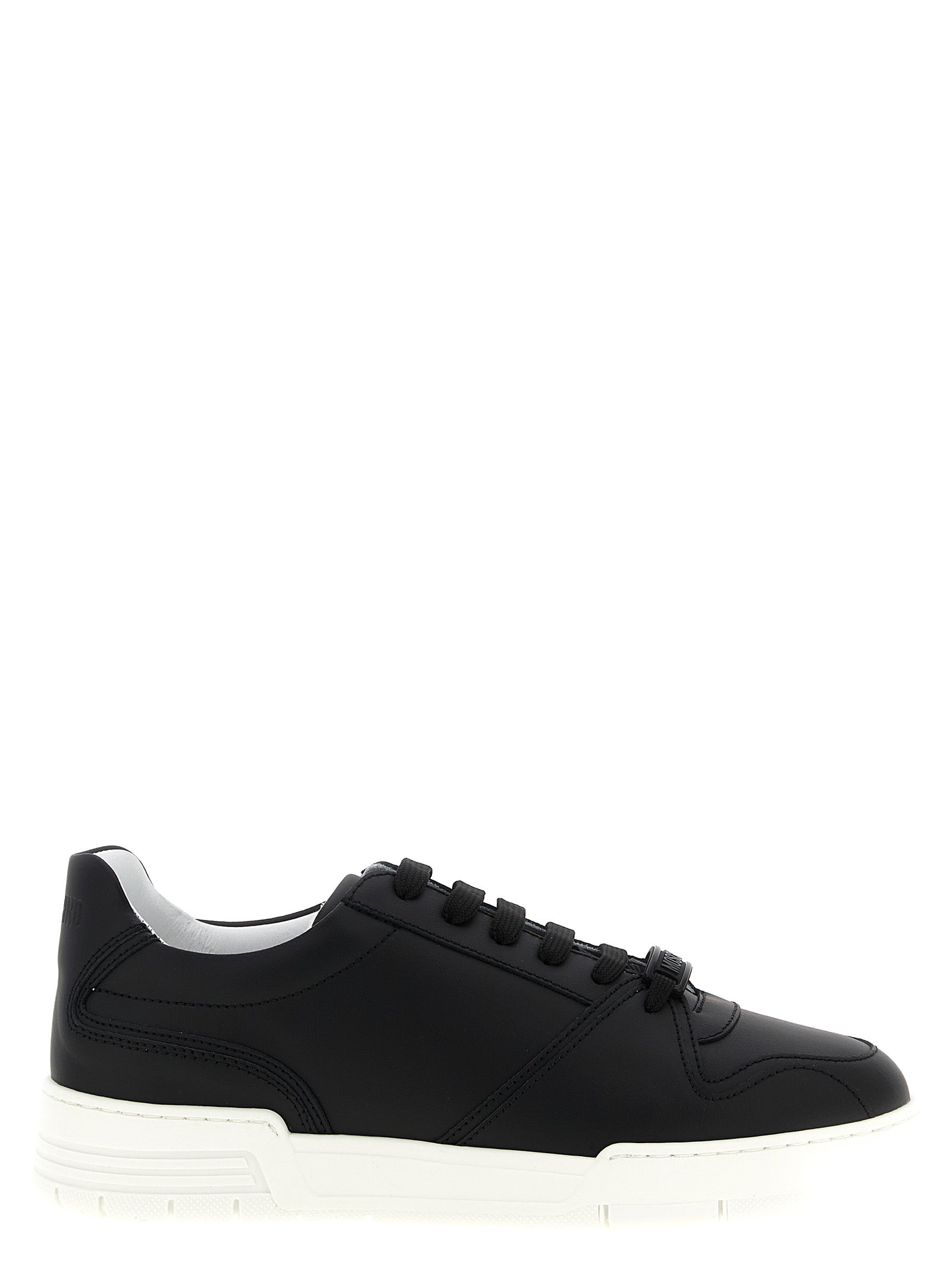 Moschino Black Leather Low Top Men's Sneakers