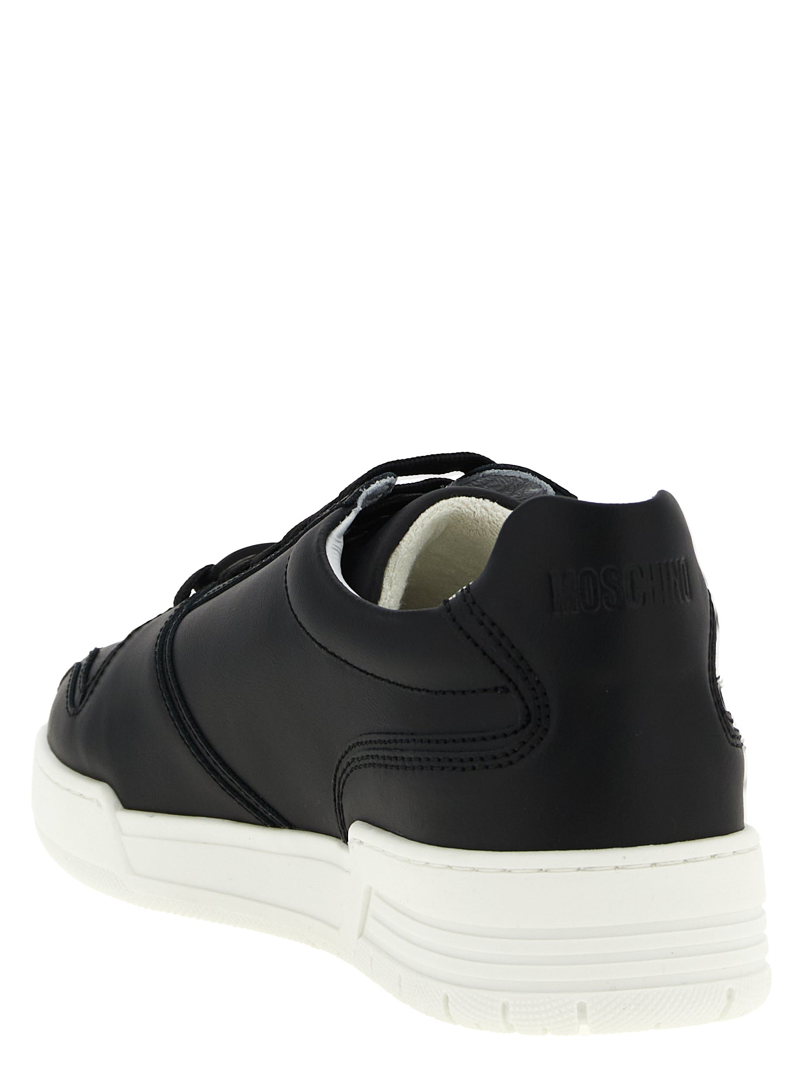 Moschino Black Leather Low Top Men's Sneakers