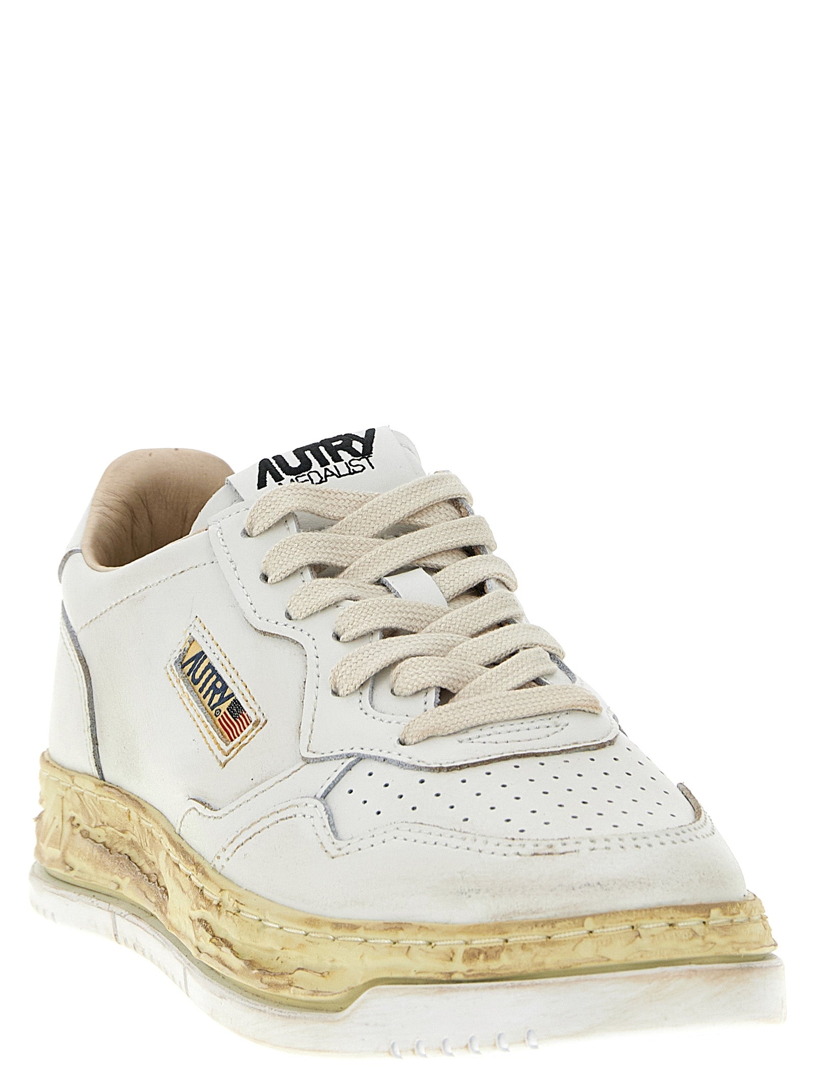 Autry White Goatskin Low Top Men's Sneakers