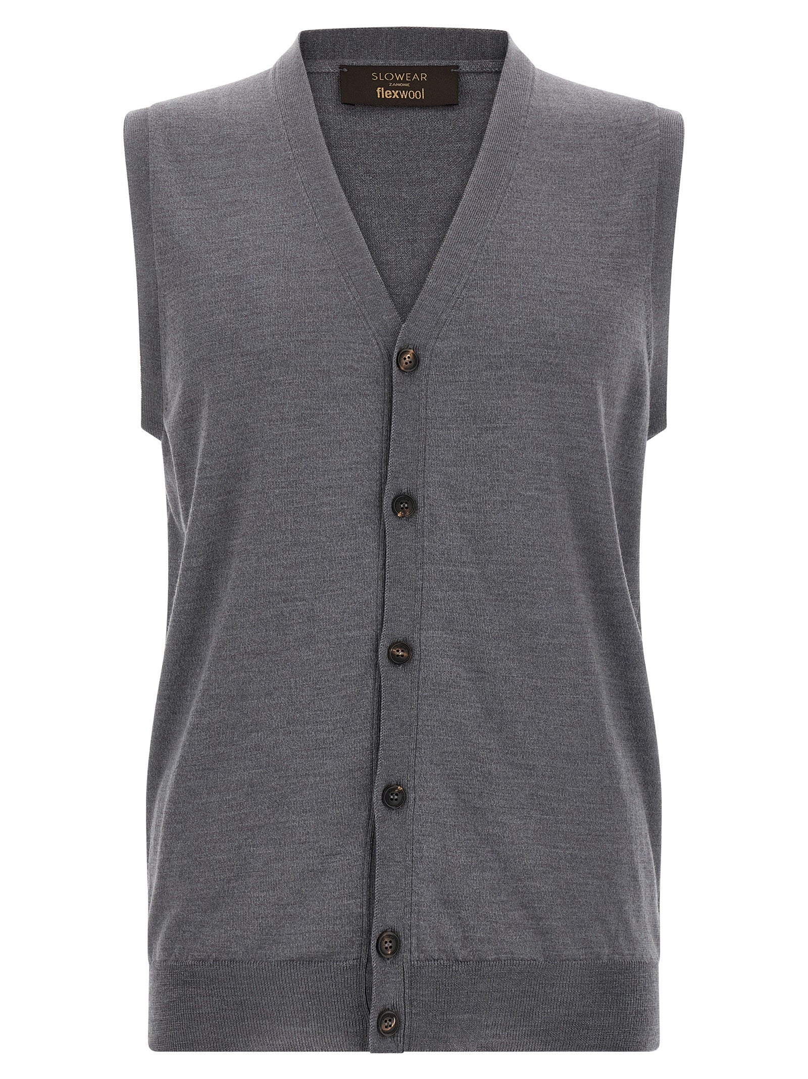 ZANONE Gray Virgin Wool Sleeveles Men's Sweater