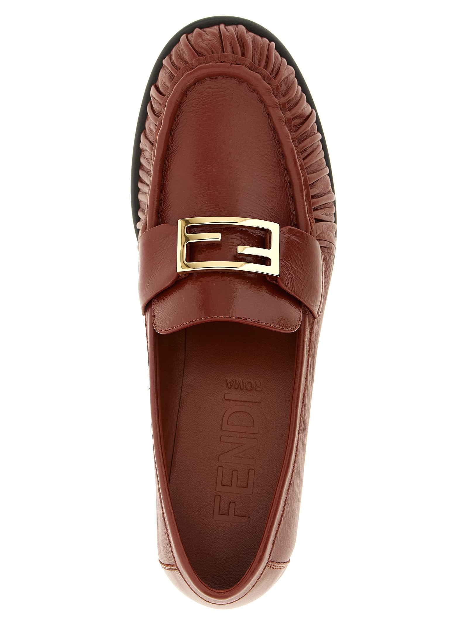 Fendi Brown Lamb Leather Slip-On Women's Loafers