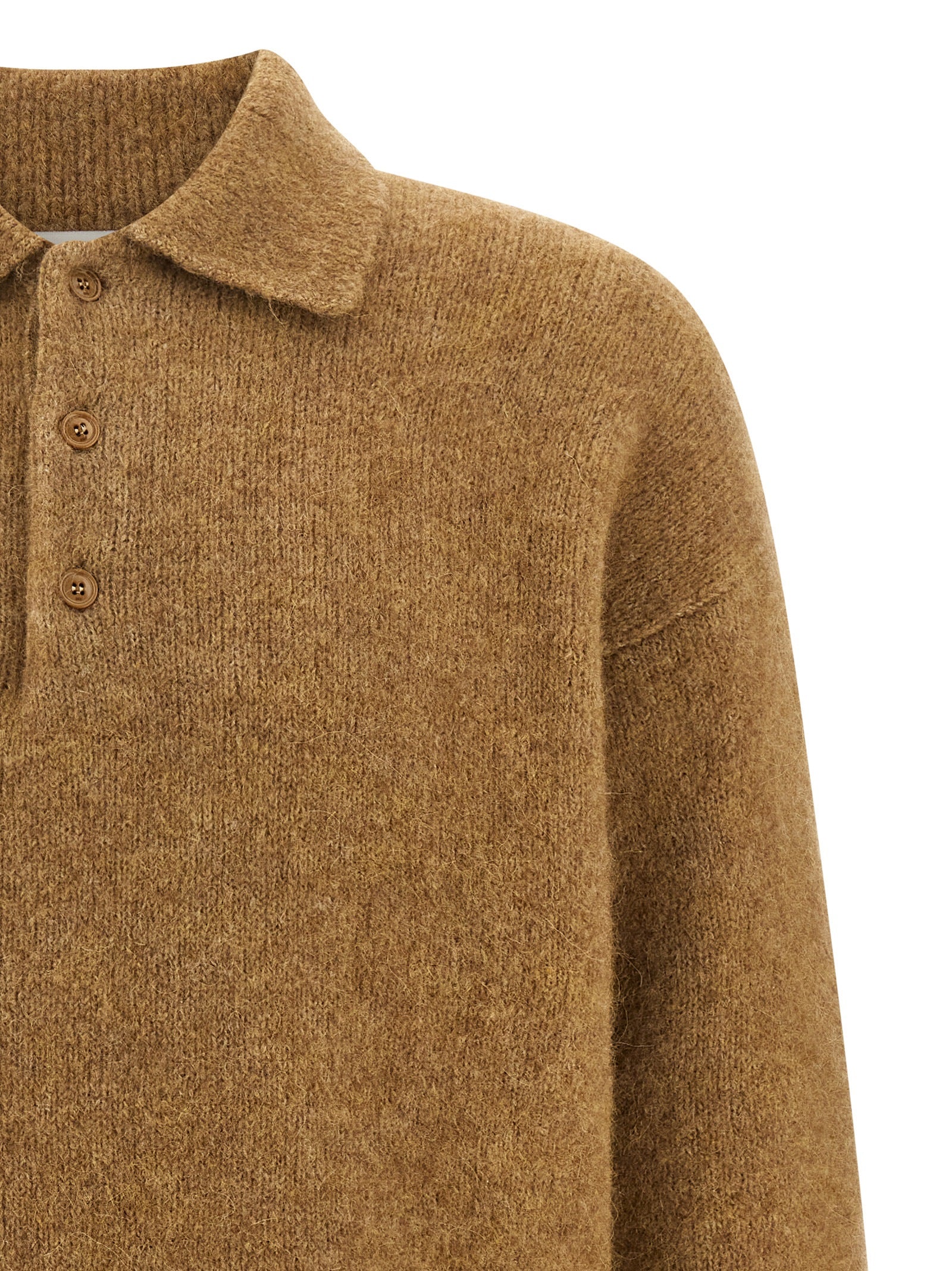 Ami Paris Beige Alpaca Leather Polo Men's Shirt