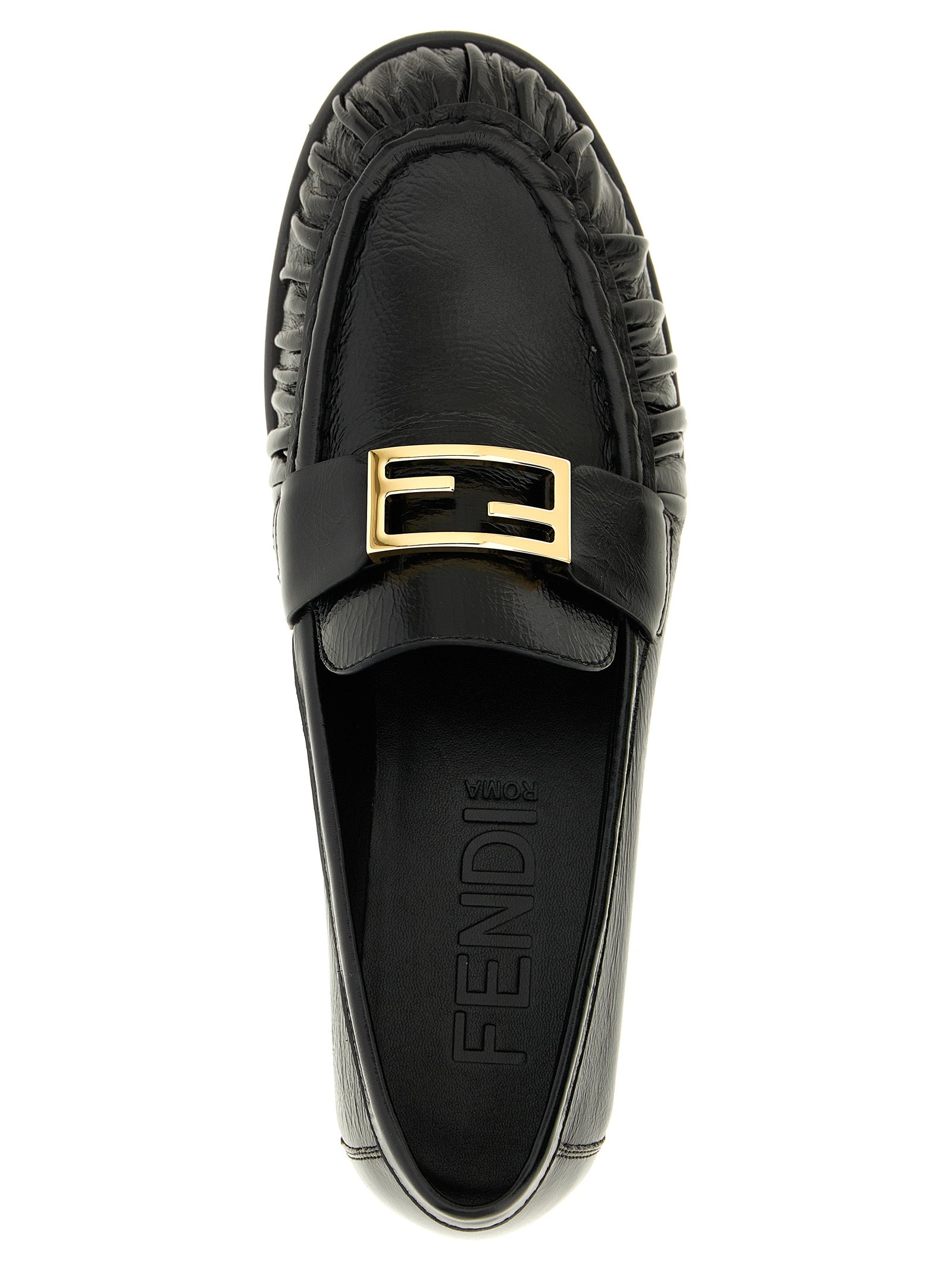 Fendi Black Lamb Leather Slip-On Women's Loafers